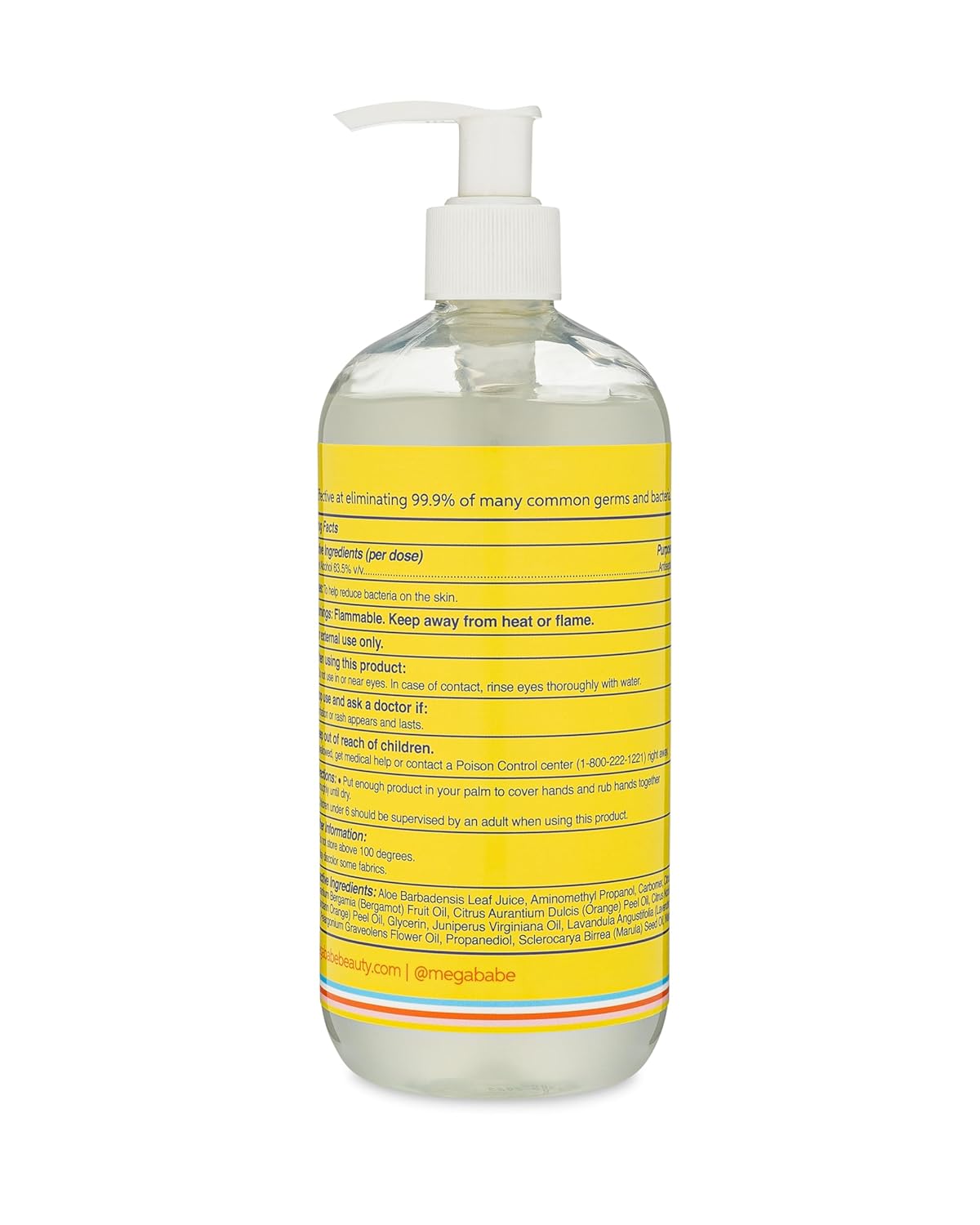 Megababe Squeaky Clean Hand Sanitizer Pump 16oz