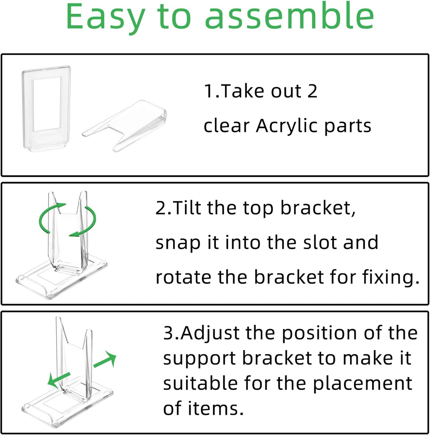（10 Pack ）Acrylic Book Stand for Display Adjustable Clear Display Holder Easel Collector Stand for Home Office Back to School Comic Album CD Magazine Postcard Artworks (4.2 x 4.3 x 2.35 Inch)