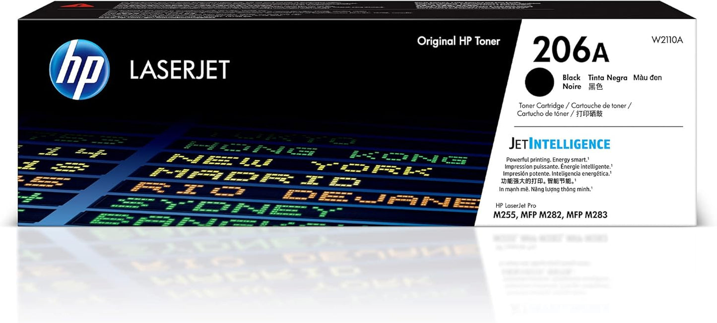 HP 206A Black Toner Cartridge | Works with HP Color LaserJet Pro M255, HP Color LaserJet Pro MFP M282, M283 Series | W2110A , 1 Count ( Pack of 1)