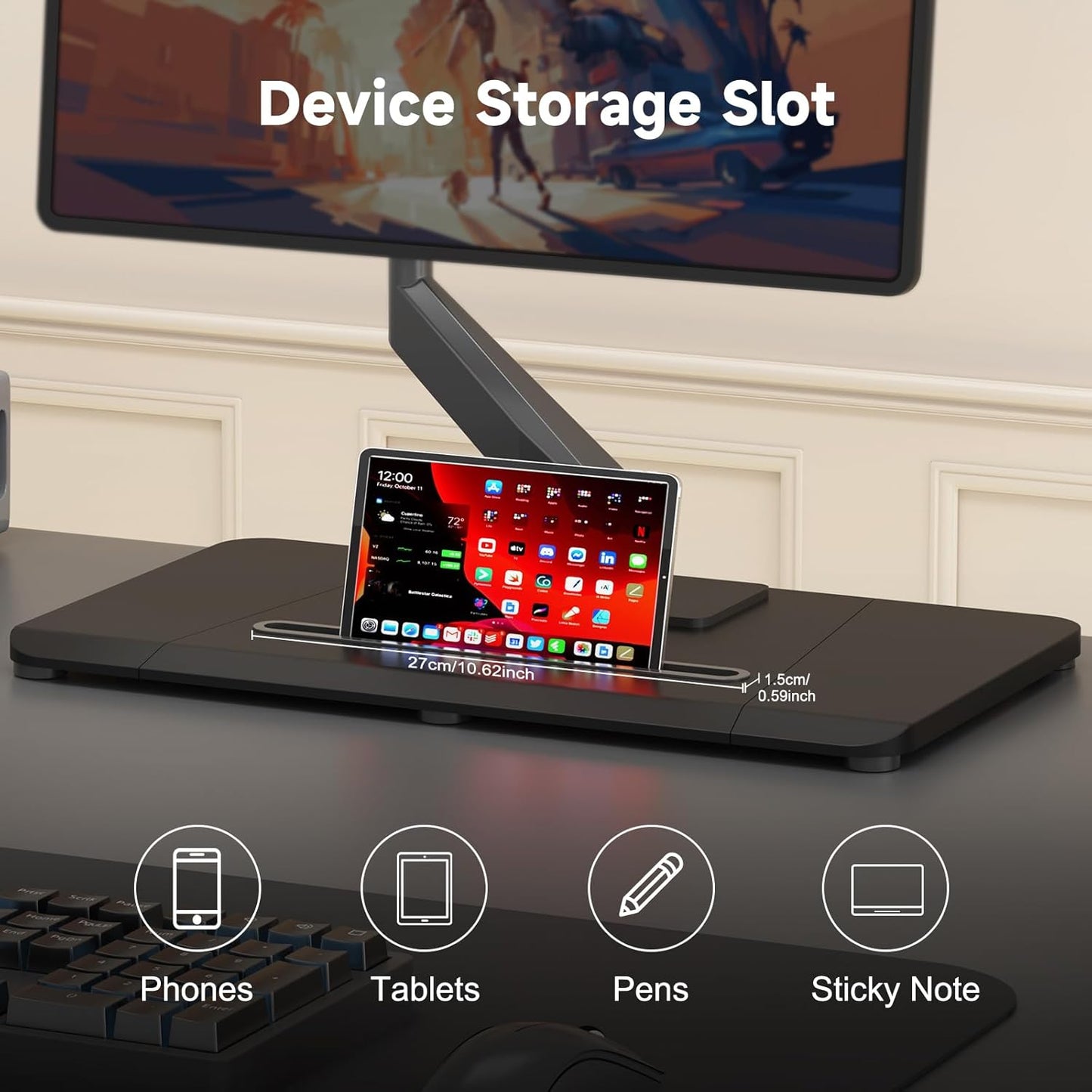 suptek Single Monitor Mount Gas Spring Arm Mount with Base,Free Standing Pneumatic Height Adjustable Monitor Desk Stand for 17 to 32 inch,Holds up to 22 lbs,Black(ML8C)