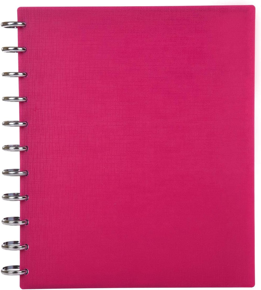 Talia Discbound Notebooks, Planner, Customizable, (y90's Pink w/Silver Discs, Letter (8.5in x 11in))