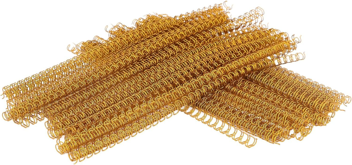 100 Pack Metal Twin Loop Binding Wire Coils, 34-Loop, 3/4" Cinch Book Binding Wire, 3:1 Pitch, YolieraArt Double Loop Bindings180 Sheet Capacity Fit for School Office Notebook Maker Gold