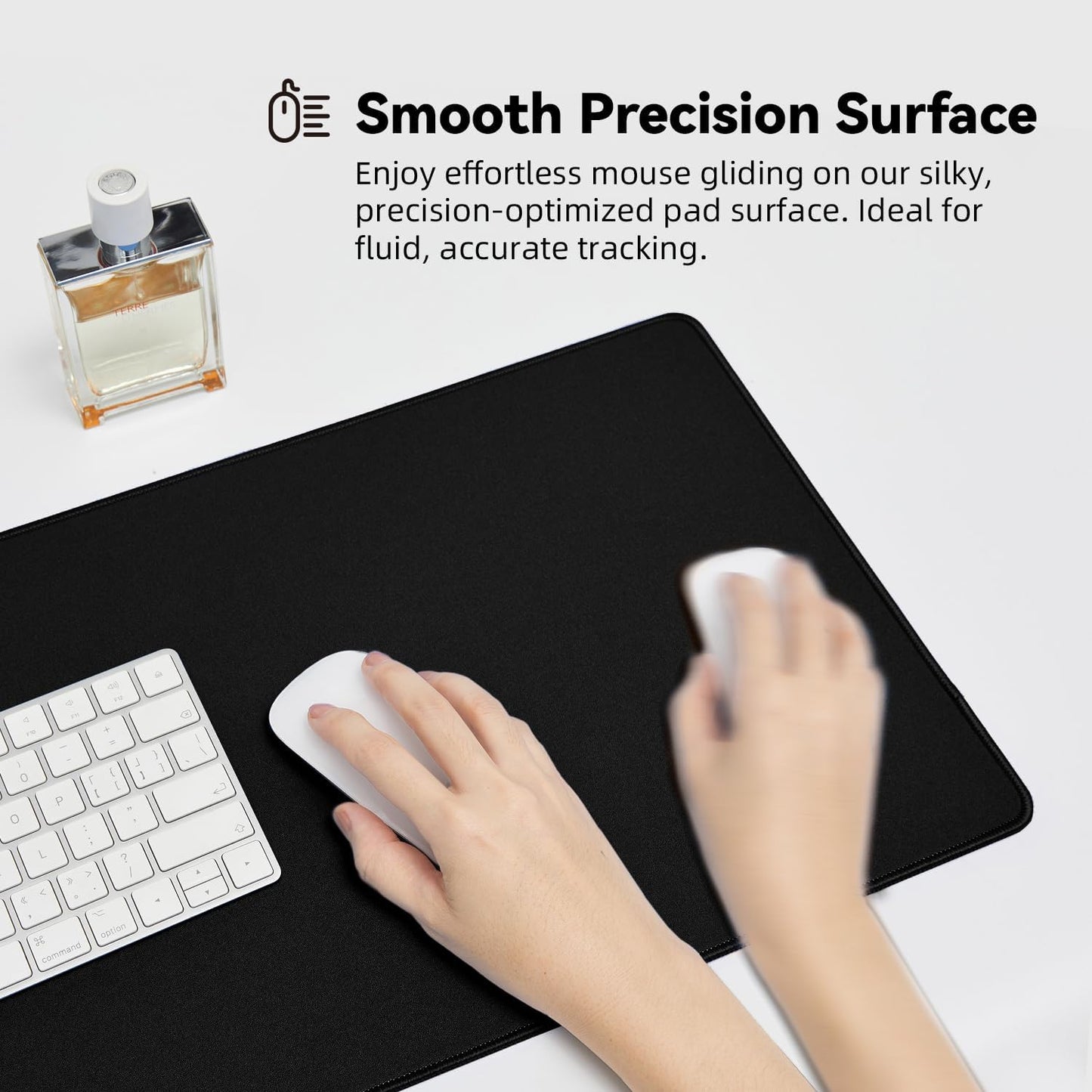 Waterproof Large Gaming Mouse Pad with Durable Stitched Edges, Non-Slip Rubber Base, Big Computer Keyboard Mouse Mat Desk Pad for Home Office Gaming Work, 31.5"x11.8"x0.16", Black