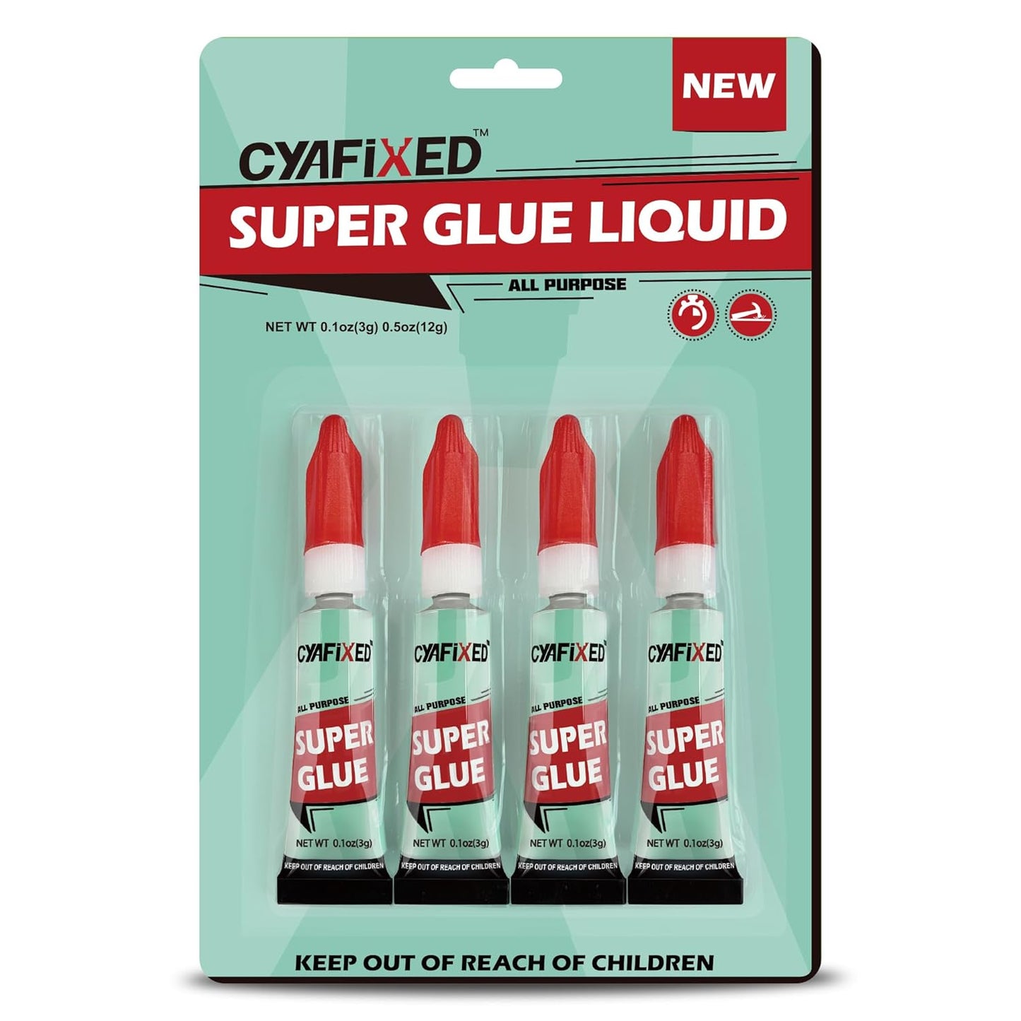 Super Glue Liquid Clear Glue for Wood Plastic Metal, Instant Superglue All Purpose Multipack Cyanoacrylate Adhesive Repair Ceramic Model Leather Rubber Glass Pottery, Strong Bonding Single Use