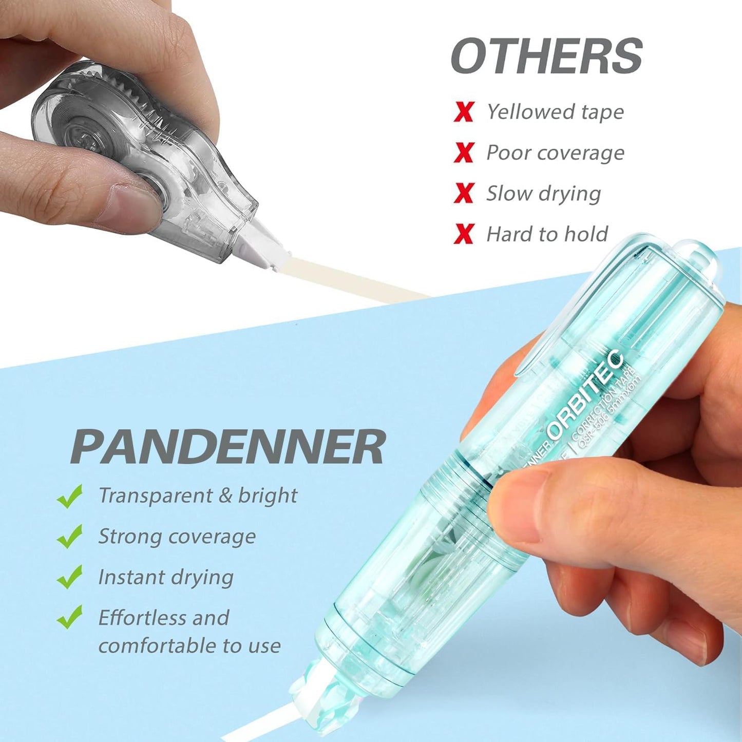 White Correction Tape,Refillable Retractable Quick Dry Aesthetic Cute Correction Tape Pen, with Easy to Use Mini Small Pen Shaped Applicator (refillable)