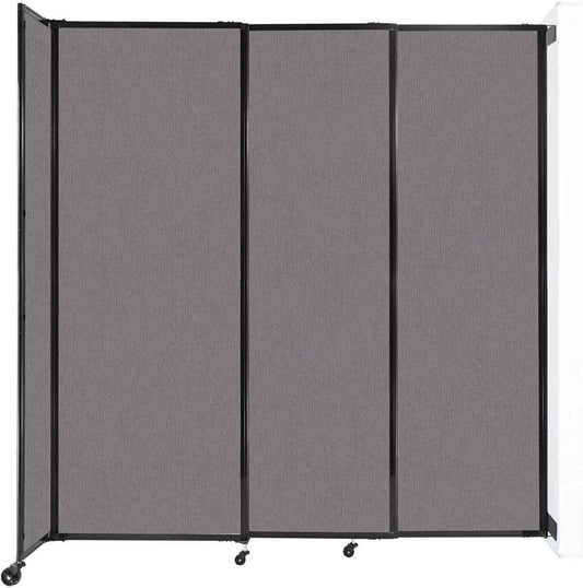 Wall-Mounted Sliding StraightWall Room Divider | Adjustable Widths | Locking Wheels | Room Separator | Up to 7'2" Wide x 7'6" Tall Slate Fabric Panels