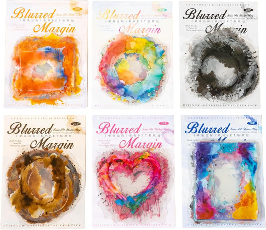 120 Pieces Creative Colors Frame PET Scrapbook Stickers, 6 Pack Aesthetic Background Window Frames Decorative Stickers for Journals, Crafting, Art Projects, Phone Case, Journal Album Decoration