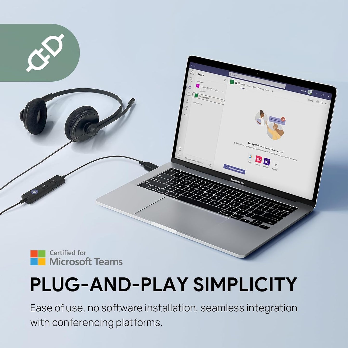 Yealink UH34 USB Headset with Mic,Stereo Wired Headphones with Noise Cancelling Microphone,Professional Work Headset VoIP Phone PC Computer Call Center Office(Ultra Light)