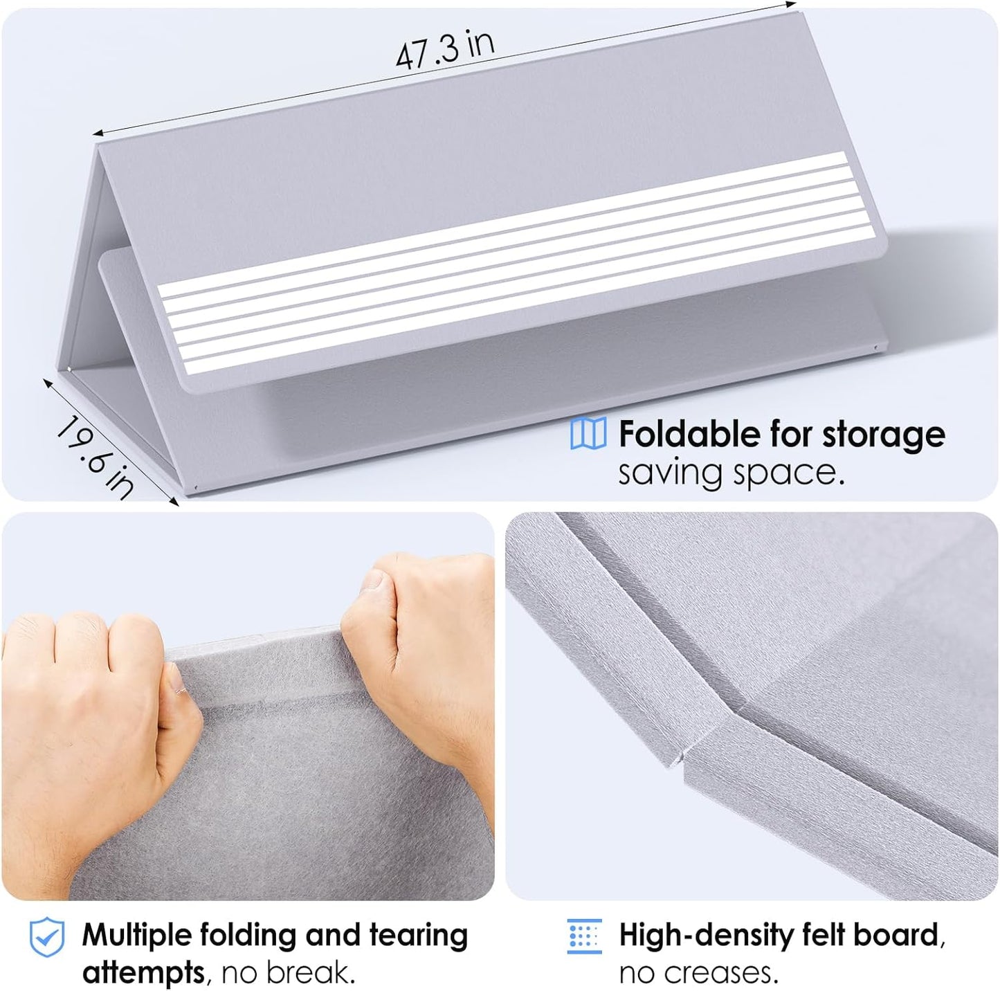 MaxGear Extra Large Bulletin Board 72" x 48", Foldable Felt Board Vision Board Supplies, Cork Board for Office, Home, School, Small Pin Boards for Walls Decorative Display Board Moonlight Gray