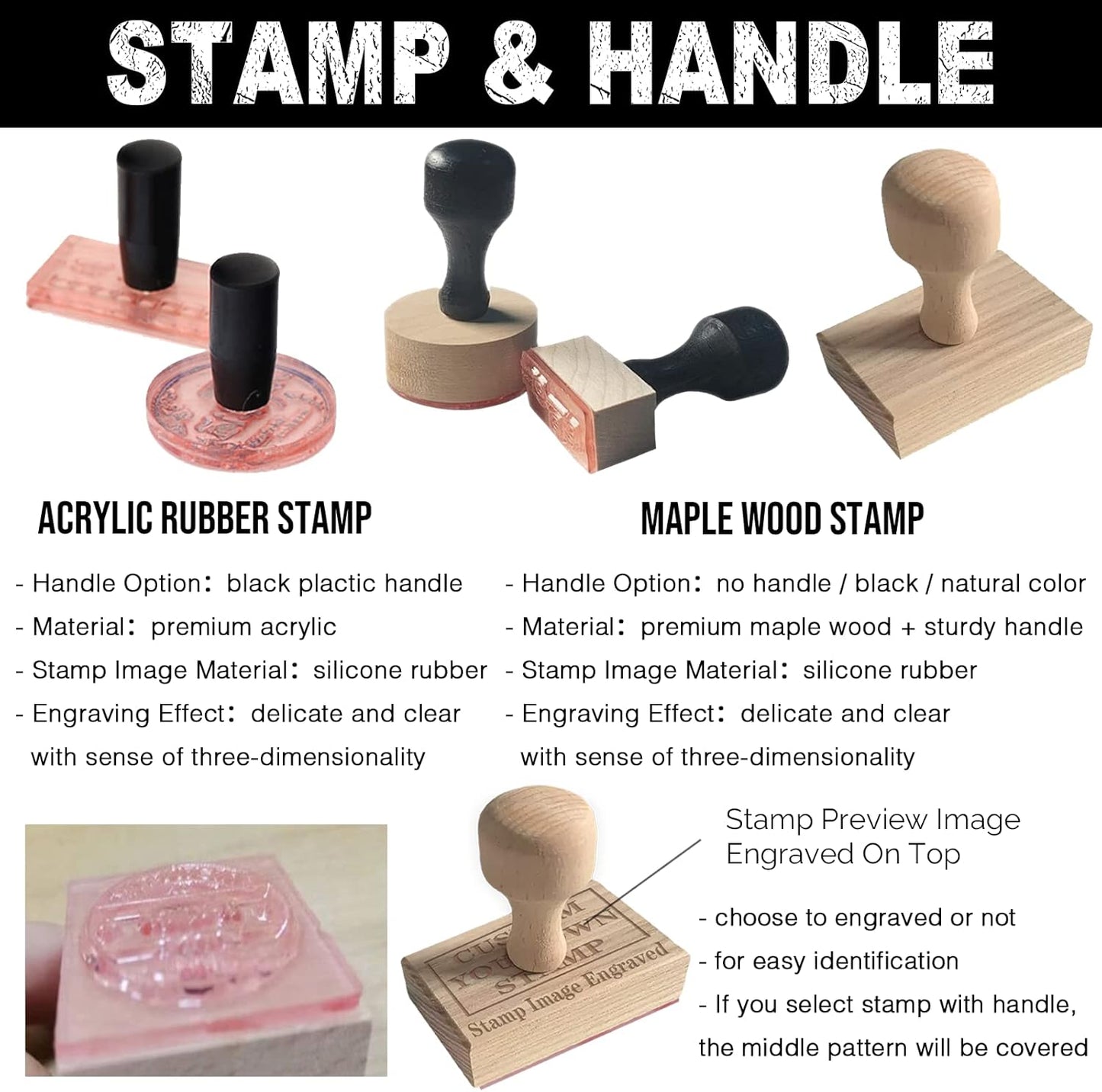 Custom Stamp with Logo Text - Personalized Rubber Stamp with Handle - Address Stamps for Business or Crafting - Square 2"