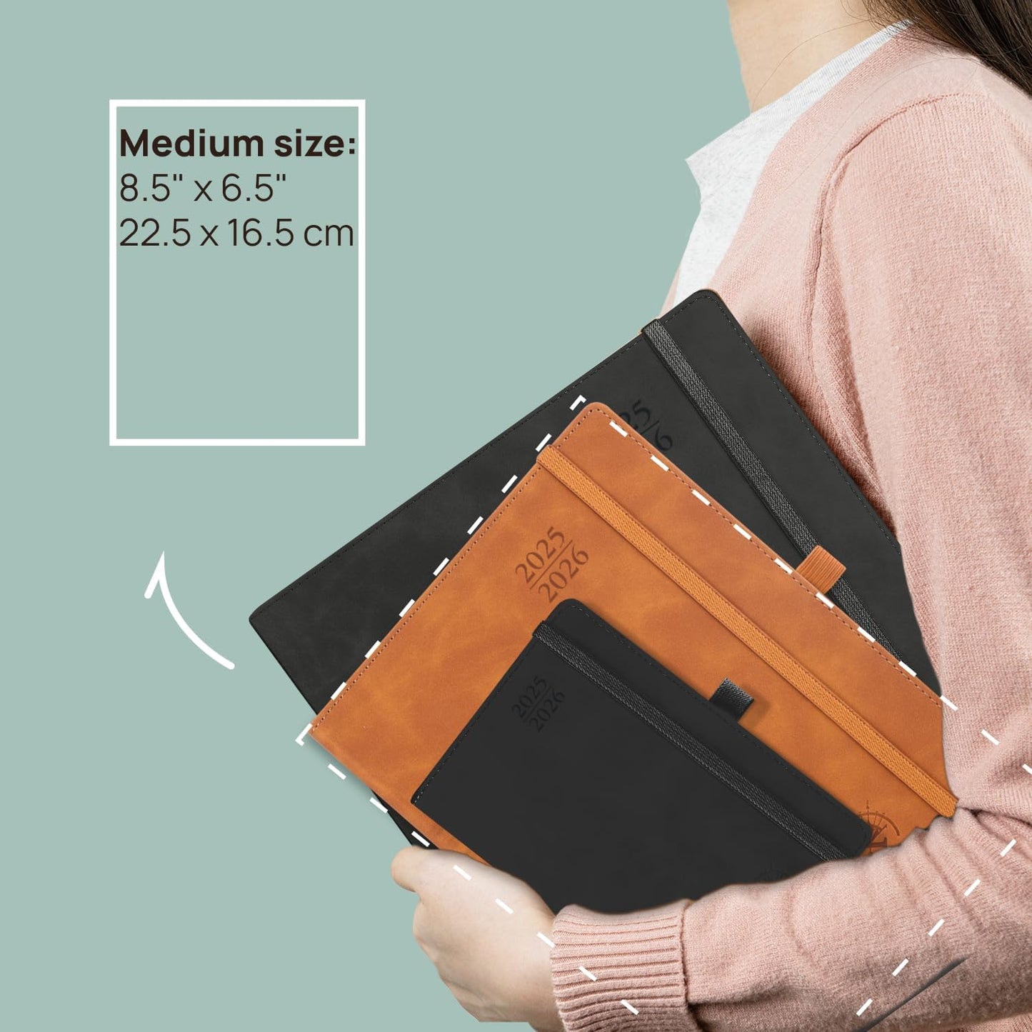 POPRUN Planner 2025-2026 Weekly Notebook (Medium 6.5''x 8.5'') Academic Calendar (JUL.25 - JUN.26) Appointment Book with Monthly Tabs, Leather Soft Cover, Inner Pocket, 100 GSM - Claret