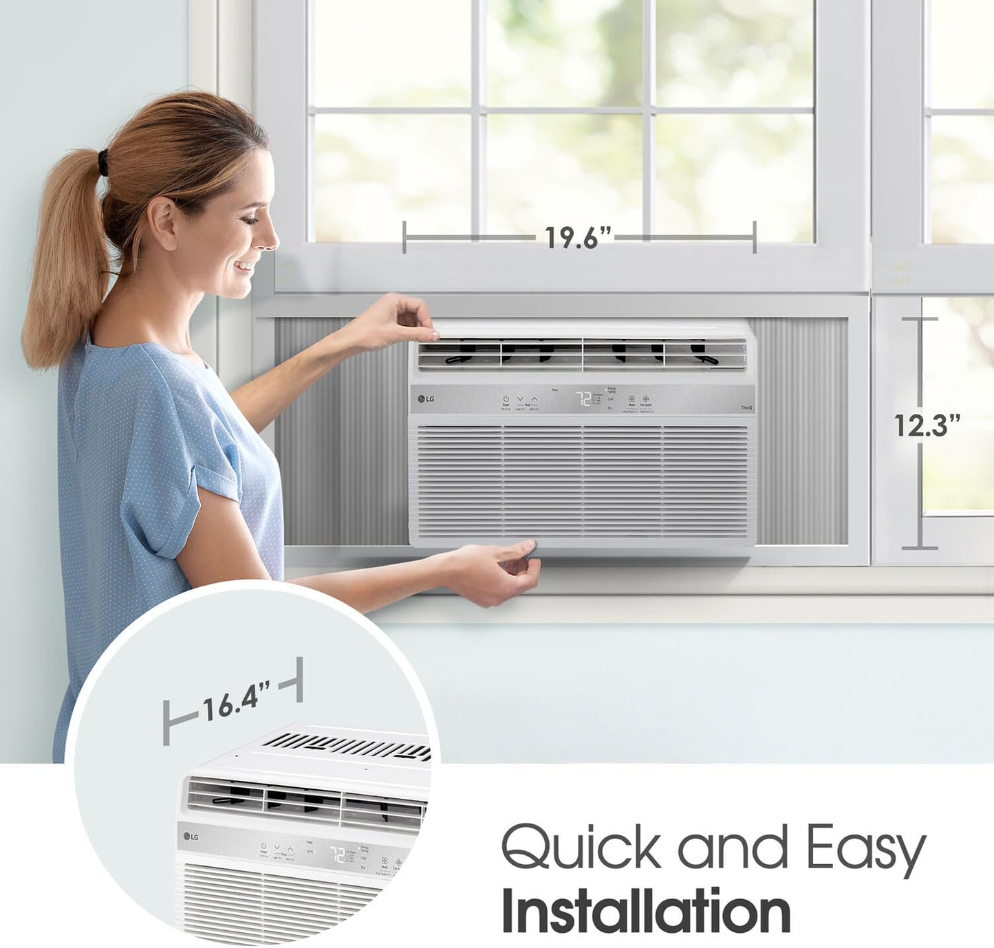 LG LW8024RSM, White 8,000 Smart Air Conditioner with Dehumidifier, 115V, Medium Rooms up to 350 Sq. Ft, Window Unit AC with Remote Control, 3 Speeds, Auto-Restart, 24-Hour Timer, 8000 BTU