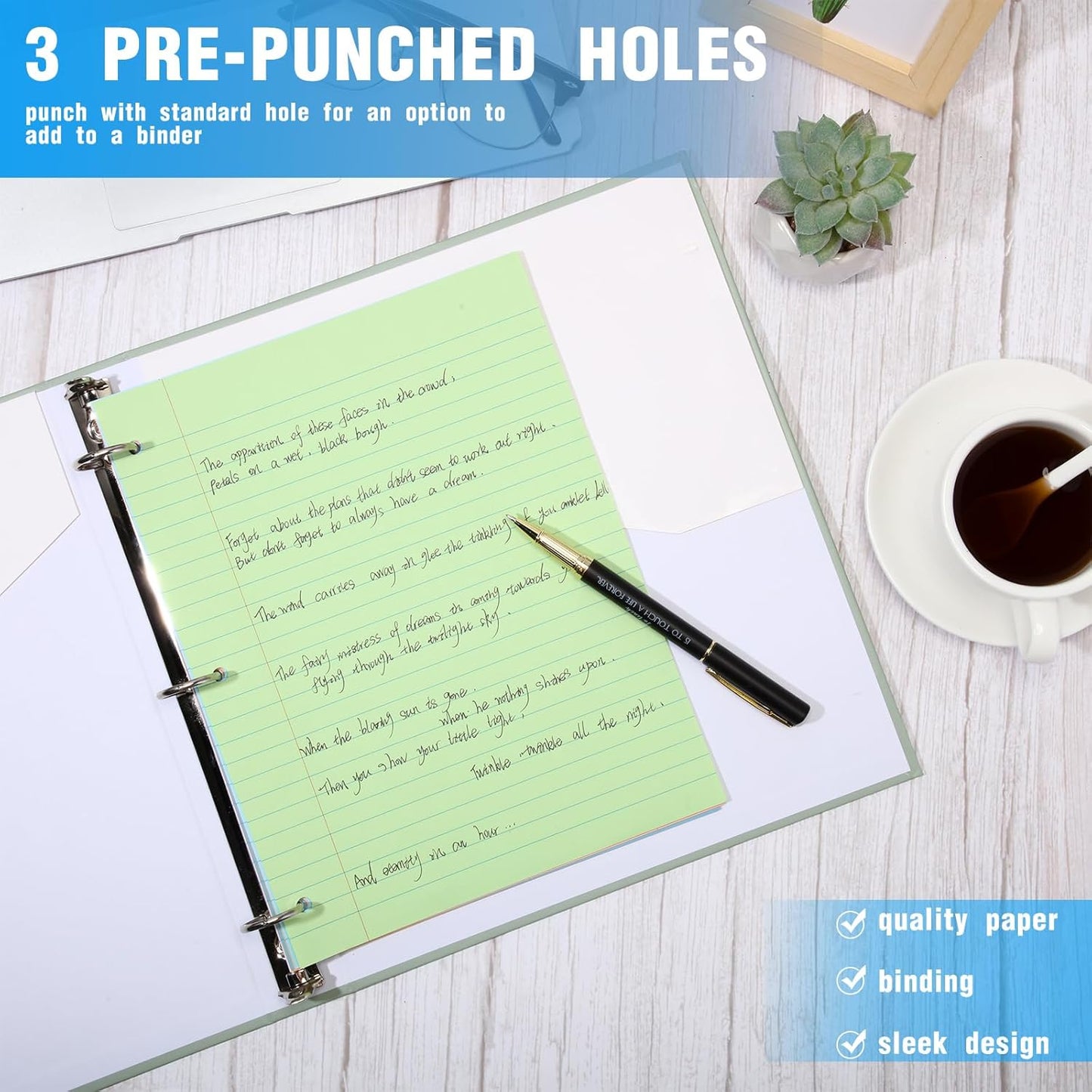 PerKoop 12 Pack 600 Sheets Colored Lined Paper Bulk Wide Ruled 8 x 10.5 Inches, Pastel Loose Leaf Notebook Paper 3 Hole Punched Filler for Back School Classroom Supplies(Sweet Color)