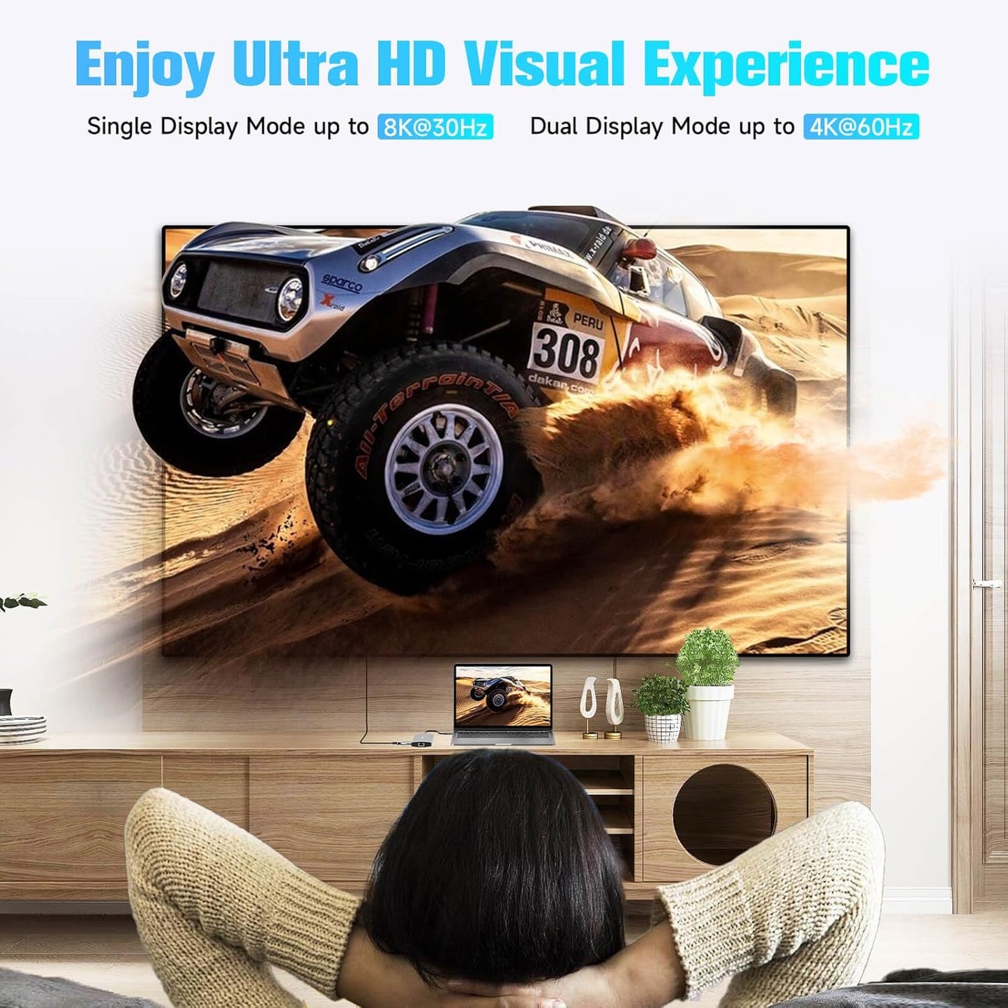 USB C Docking Station Dual Monitor, RSHTECH 11-in-1 USB C Hub Multiport Adapter with 2 HDMI 4K/8K, 3 USB 3.2 Ports 10Gbps(2C+1A), 2 USB 3.0 Ports, 100W PD, Gigabit Ethernet, SD/TF Card Reader