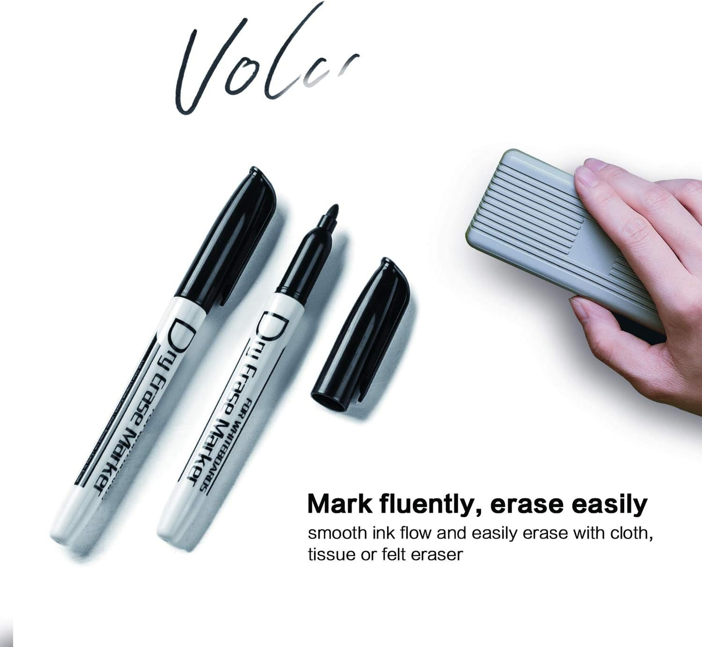 Volcanics Black Dry Erase Markers Bulk Pack of 60 Low Odor Fine Tip Whiteboard Pens for Whiteboard Dry Erase Calendar