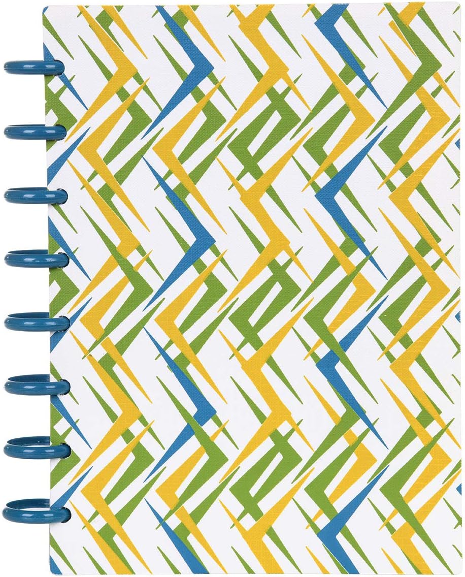 Talia Discbound Notebooks, Planner, Customizable, (xZiggity Zag w/deep Lake Blue Discs, Junior (5.5in x 8.5in))