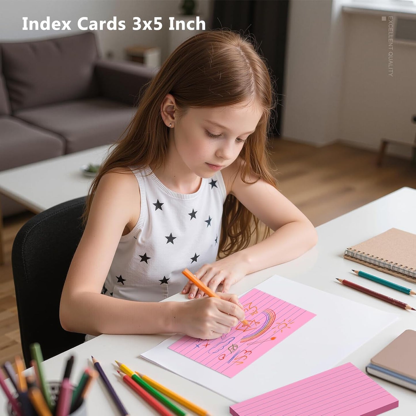 600 Count Index Cards 3 x 5 Inch Pink Lined Flash Cards Ideal for Studying and To-do-List, Portable Note Cards Taking for Students and Teachers, Flash Card Styled for Home, Office or School Use