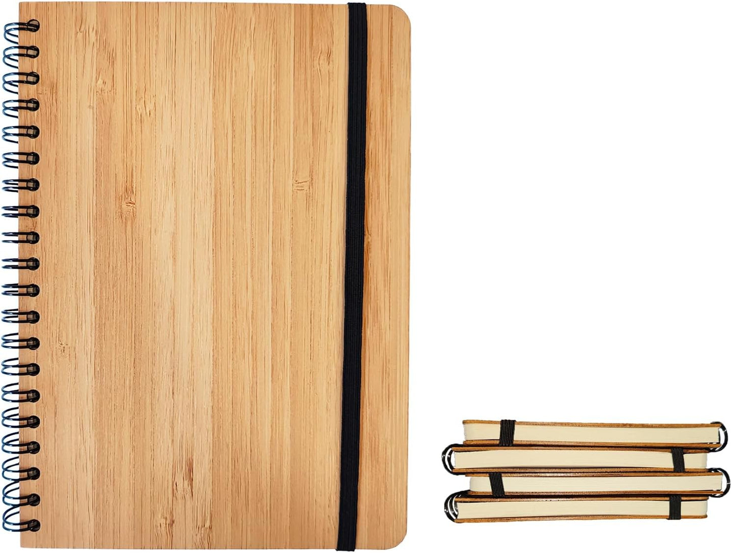 4 Set Lined Bamboo Journal Notebook,80 Pages,5.3”*7.2”,Hardcover Executive Notebooks,Daily Journal Notebook for Work,Travel,School,Note Taking,College (4)