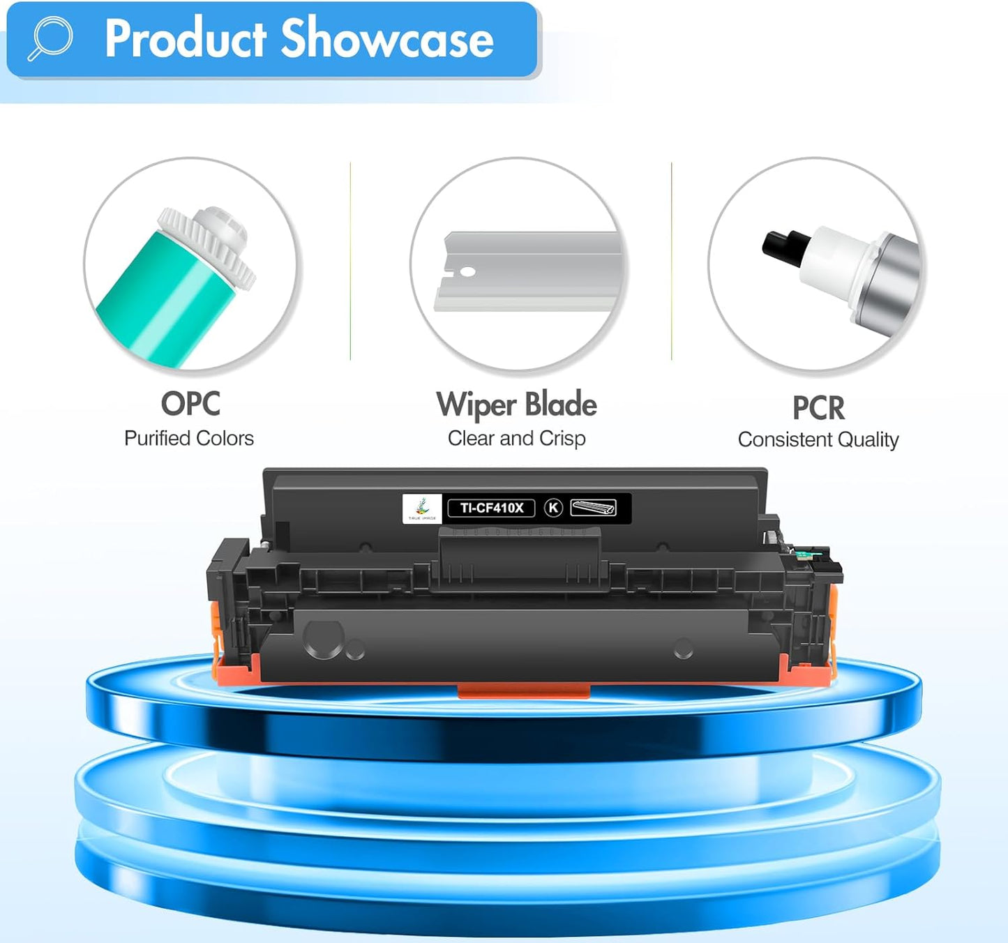 TRUE IMAGE Compatible Toner Cartridge Replacement for HP 410X CF410X CF410A 410A M477 M452 Color Pro MFP M477fdw M477fnw M452dw M477fdn M452nw M452dn M377dw Printer Ink (Black, 1-Pack)