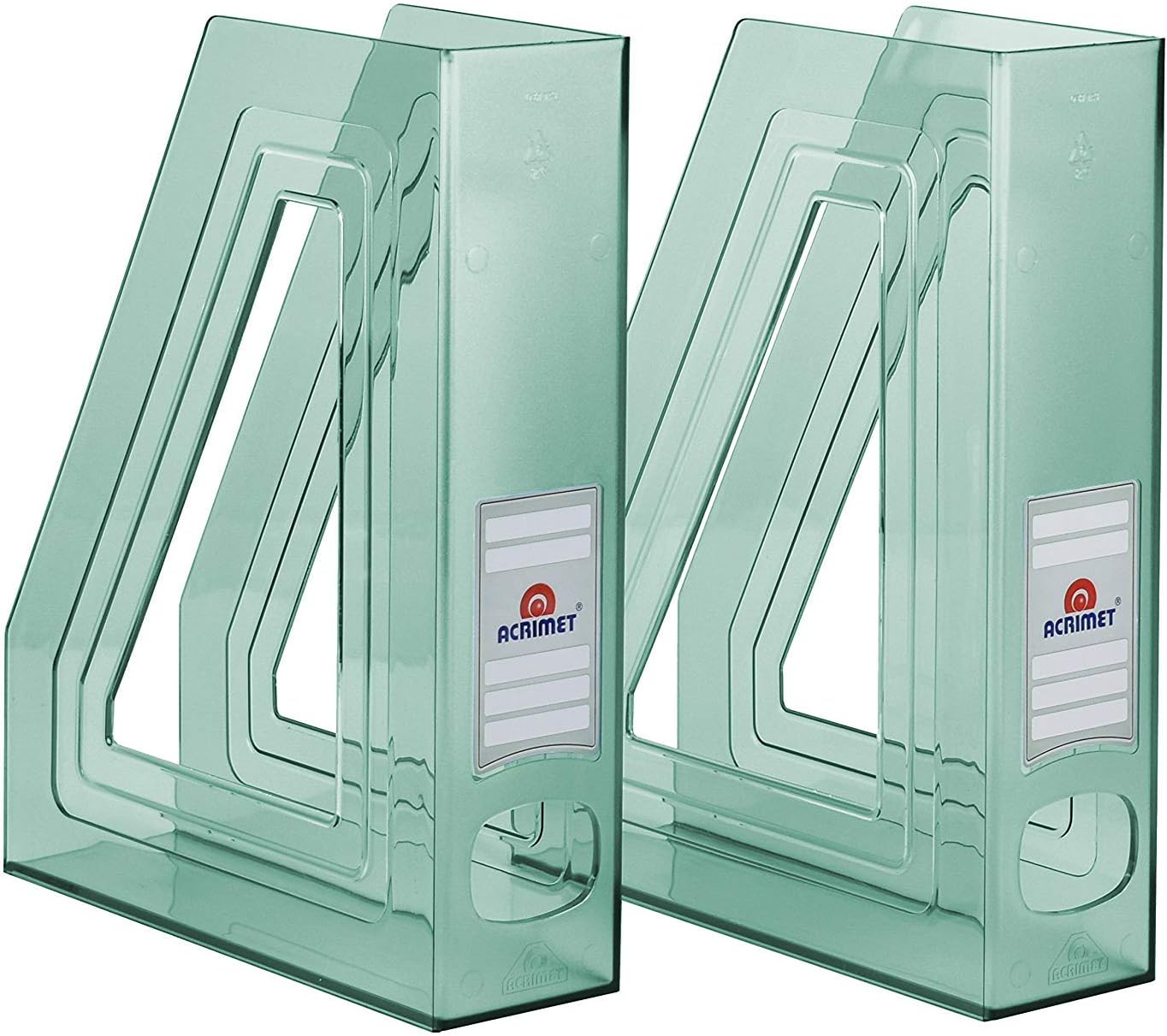 Acrimet Magazine File Holder, Durable Rack, Space-Saving Organizer (Plastic) (Clear Green Color) (2 pack)