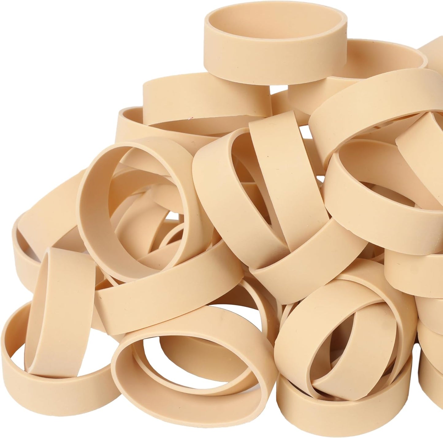 AMUU Rubber Bands Size #82, 60pcs Tactical Rubber Bands Beige Wide Elastic Bands for Office Supply Survival Camping Biking Fishing (2 1/2" x 1/2")