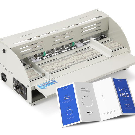Mxmoonant Electric Creasing Machine with Adjustable Speed 0-100r/min, Paper Creaser Perforator Cutter Folder for Cards Invitations Tickets 110V