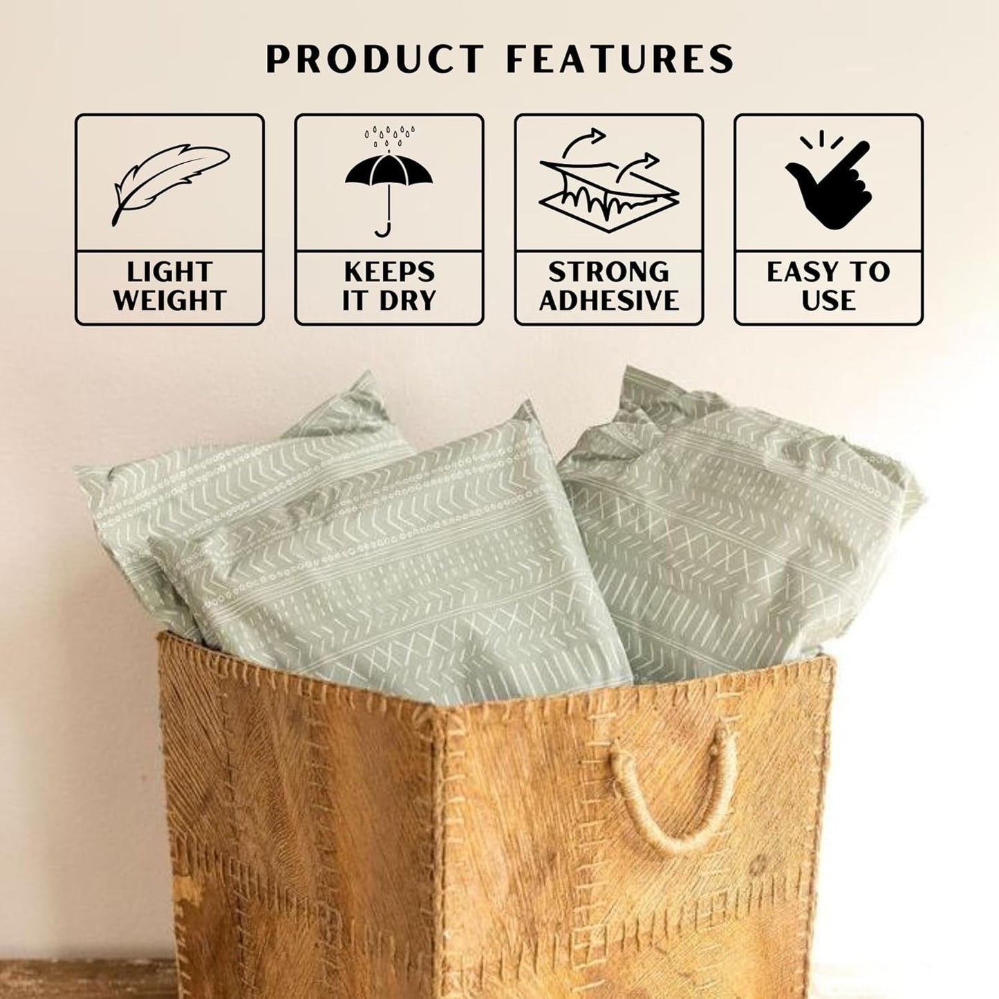 Poly Mailers 10x13 Inch 500 Pack Medium Shipping Bags Strong Thick Mailing Envelopes | Self Sealing Adhesive | Waterproof & Tear Resistant | Small Business Packaging for Clothing - Boho Green