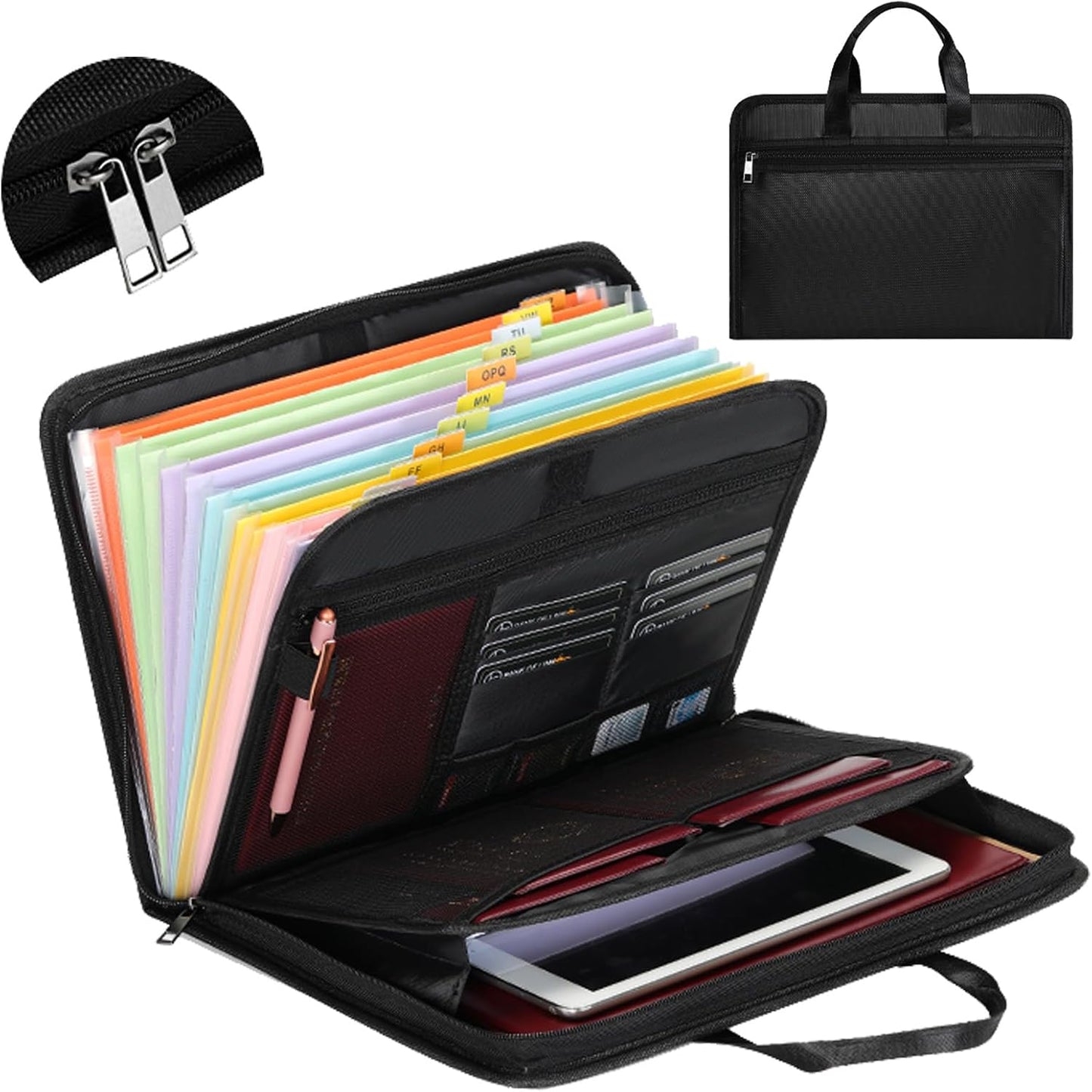 Accordion File Organizer Fireproof Expanding Folder - 13 Pockets, Letter A4 Size, Index Tabs,Organize Bills, Receipts & Important Documents Easily,Home Office & School