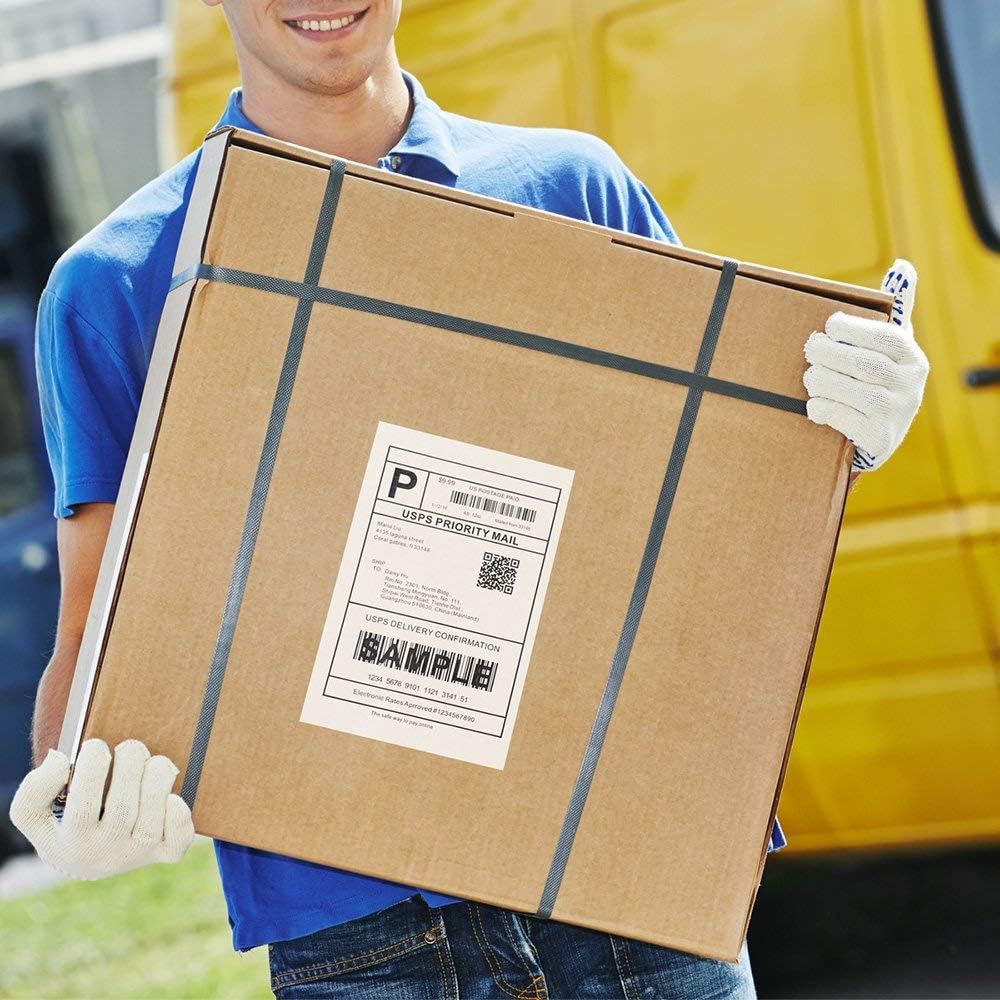 MFLABEL Fanfold 4" x 6" Direct Thermal Labels White Perforated Shipping Labels (10 Stacks)