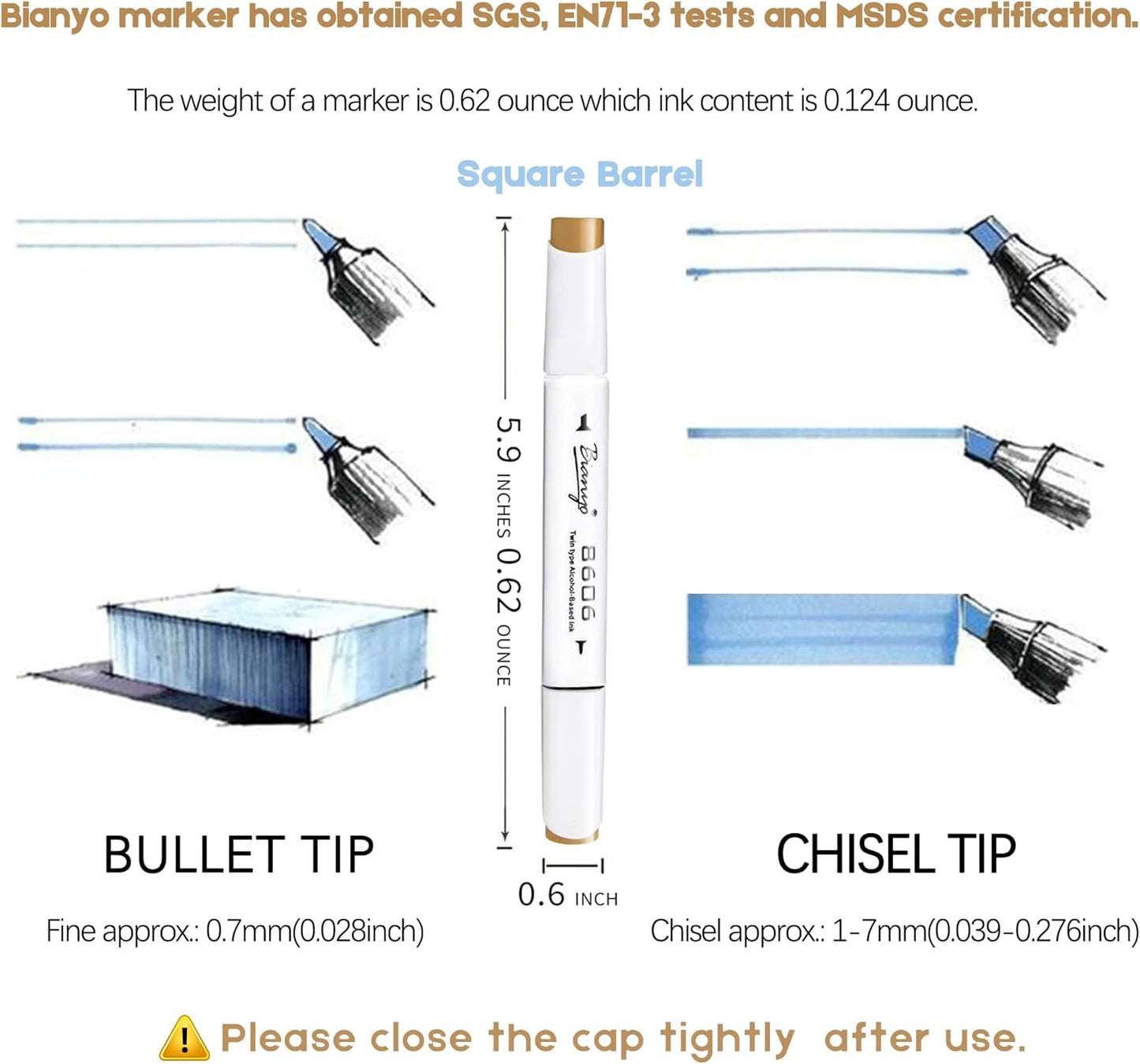 Bianyo 72 Colors Alcohol Markers Set, Dual Tip Art Markers with Bullet & Chisel Tips, Black Case with Customizable Card – Ideal for Coloring, Drawing, and Sketching as Thanksgiving & Christmas Gifts