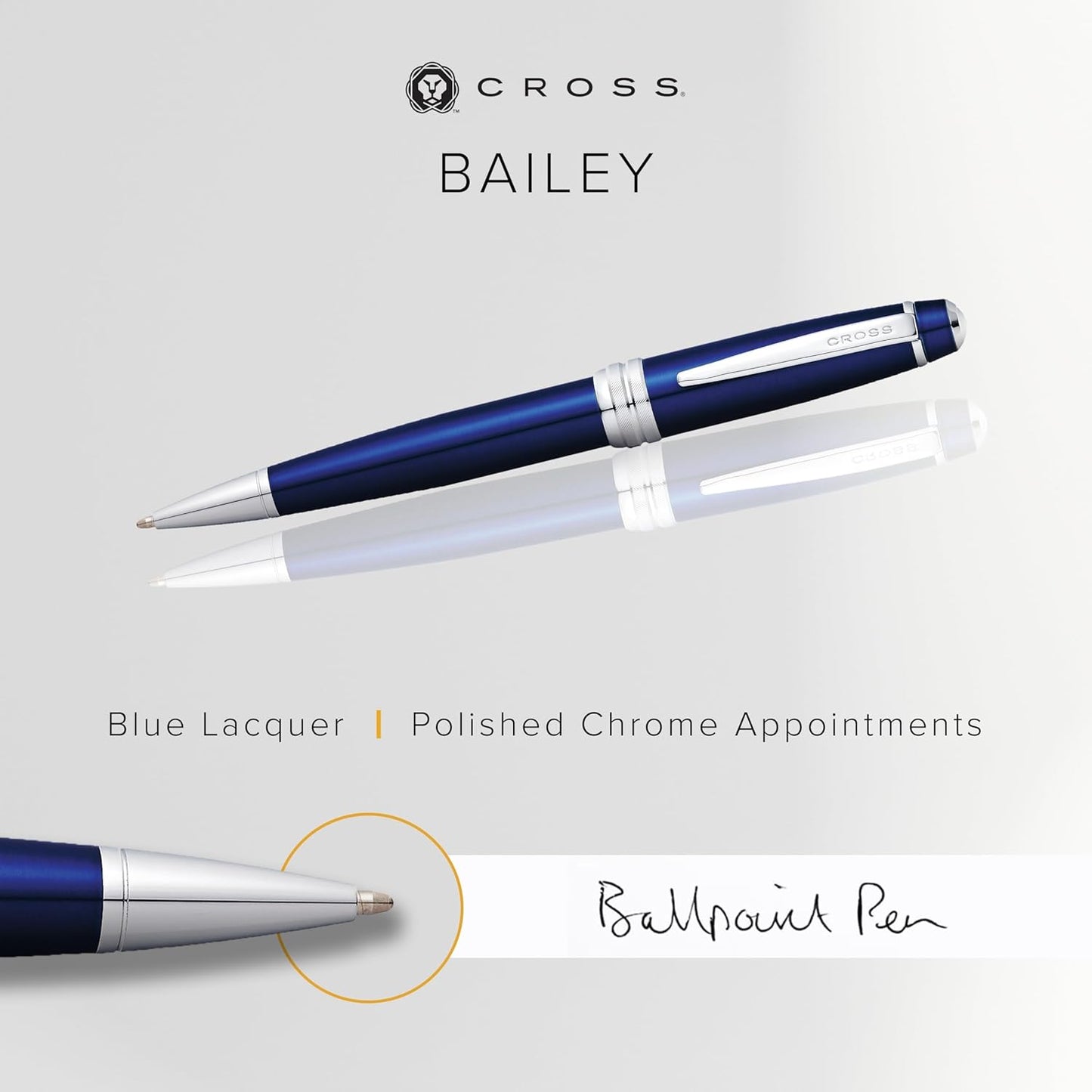 Cross Bailey Refillable Ballpoint Pen Presented in a Premium Gift Box - Medium Point, Black Ink, Blue