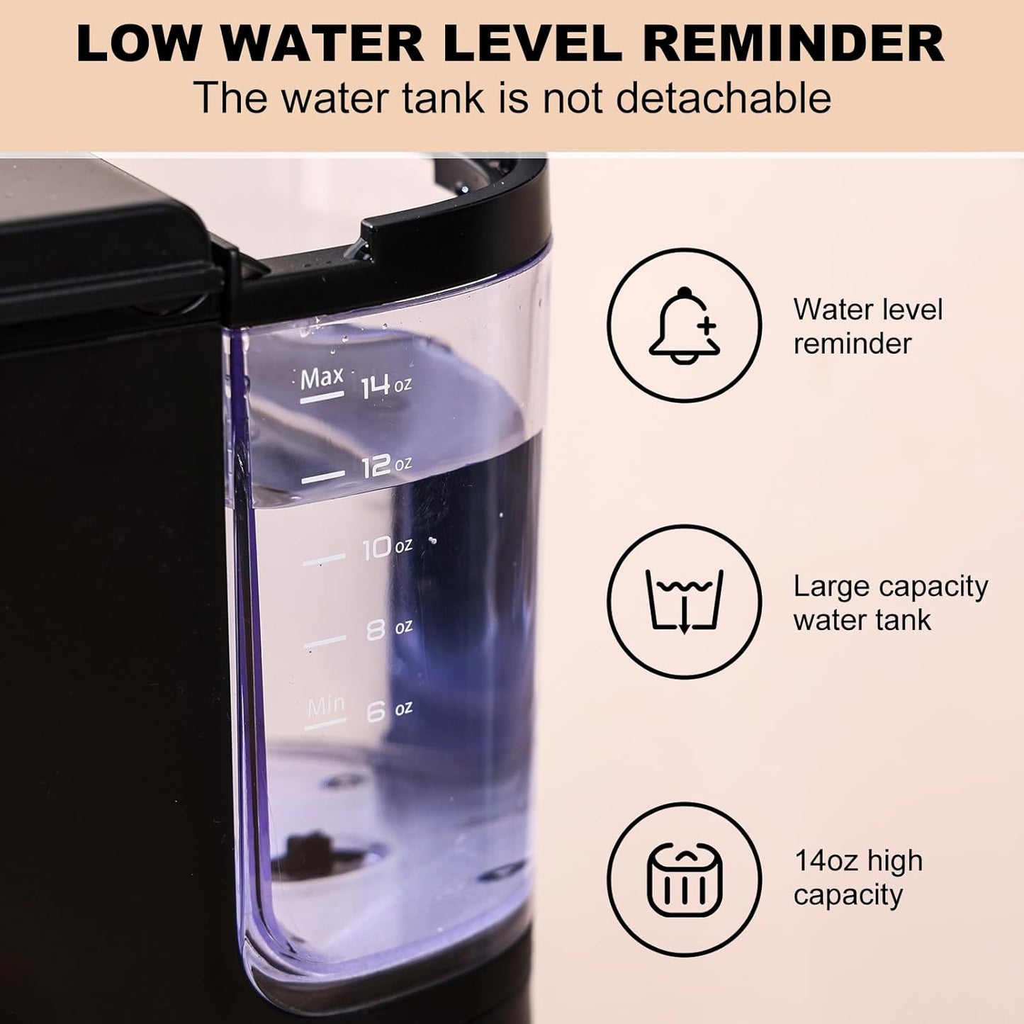 K Cup Coffee Maker, Single Serve coffee machine or Ground Coffee Machine 2 in 1, 6 to 14 Oz Brew Sizes, Mini One Cup Coffee Maker with Self cleaning Function, Fits Travel Mug, Black