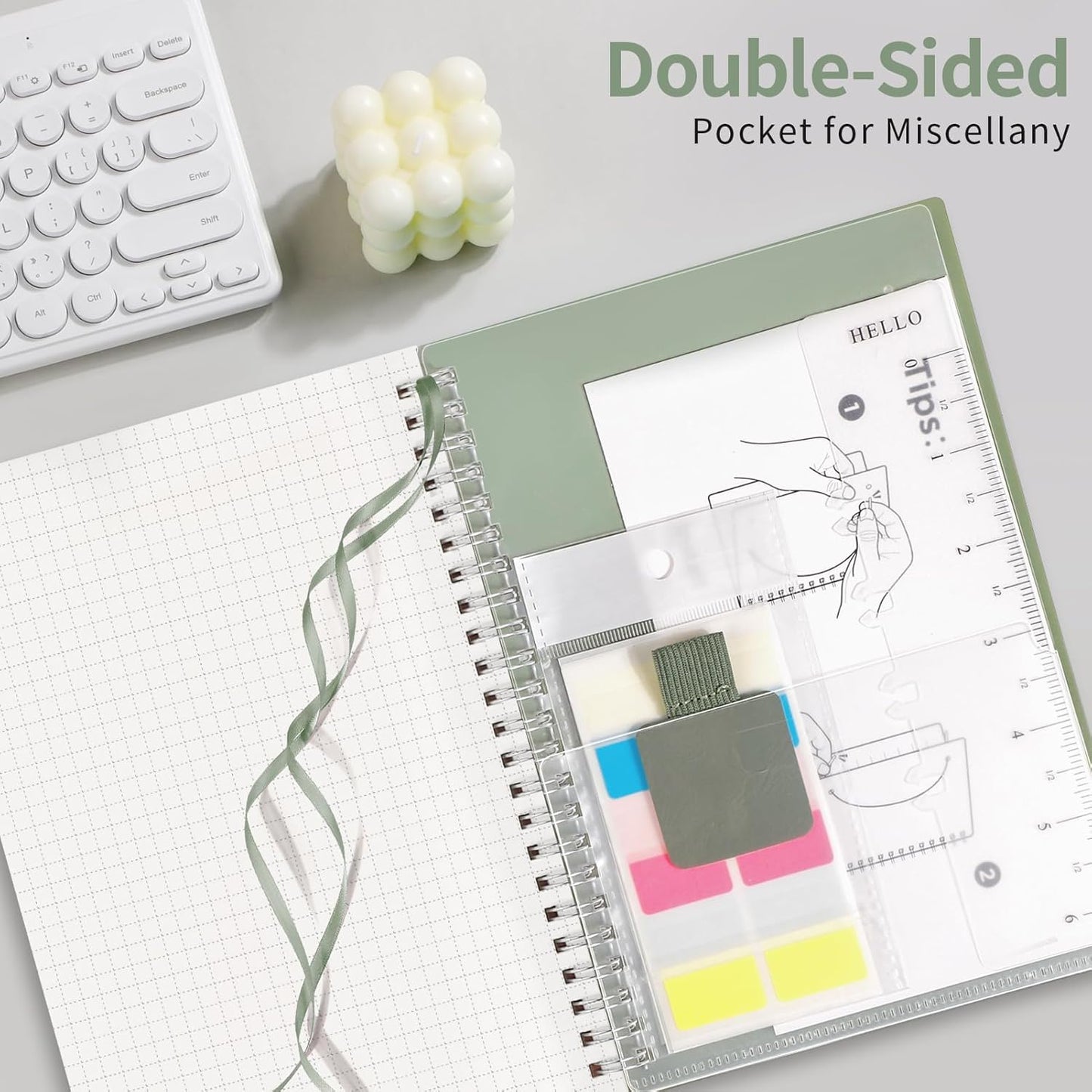 AHGXG Graph Paper Notebook - Spiral Notebook Journal 160 Pages, A5 Graph Notebook 5.7" x 8.3", 100 gsm Thick Grid Paper, Waterproof Plastic Cover, for School Writing Engineering Math, Sage Green