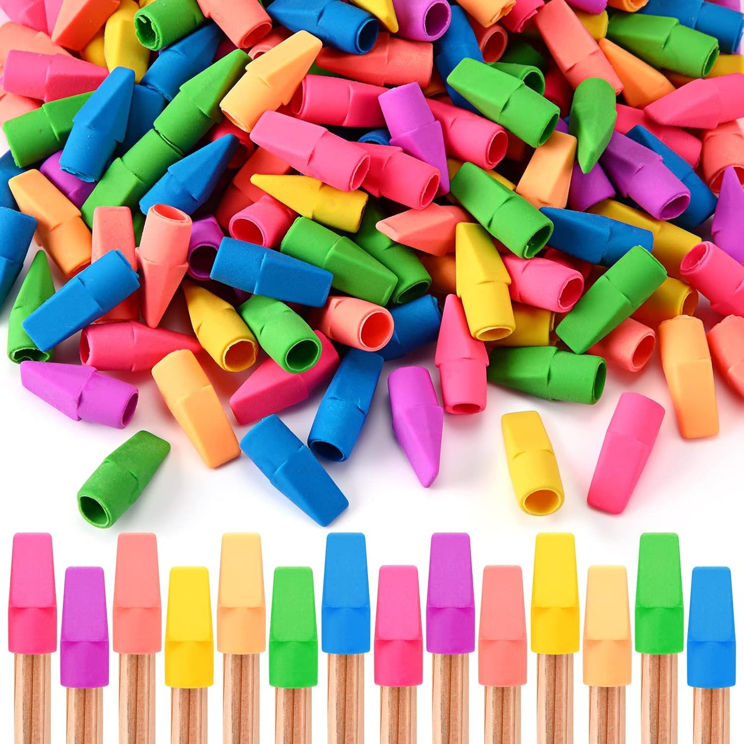 Sherr 2000 Pcs Cap Erasers for Pencils Assorted Colored Pencil Top Erasers Arrow Shaped Pencil Erasers Toppers Pencil Toppers Eraser Tops for Pencils for Kids Teachers School Classroom Home Supplies