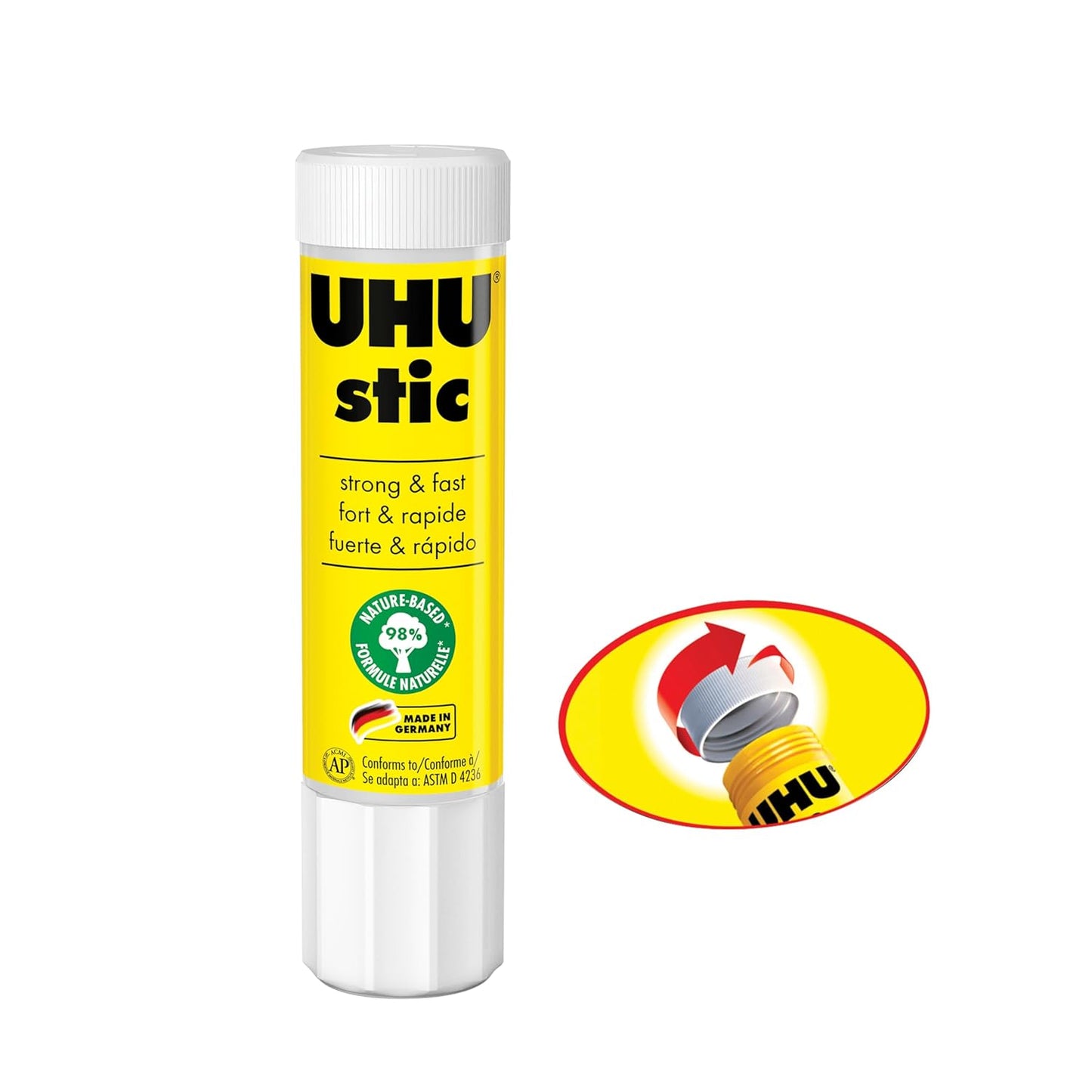 UHU All Purpose Glue Stick 12-Pack - White, Non-Toxic School Supplies, 0.74oz Strong-Bonding Permanent Adhesive, Washable Formula, Screw Cap Prevents Drying, Acid-Free Classroom Glue Sticks