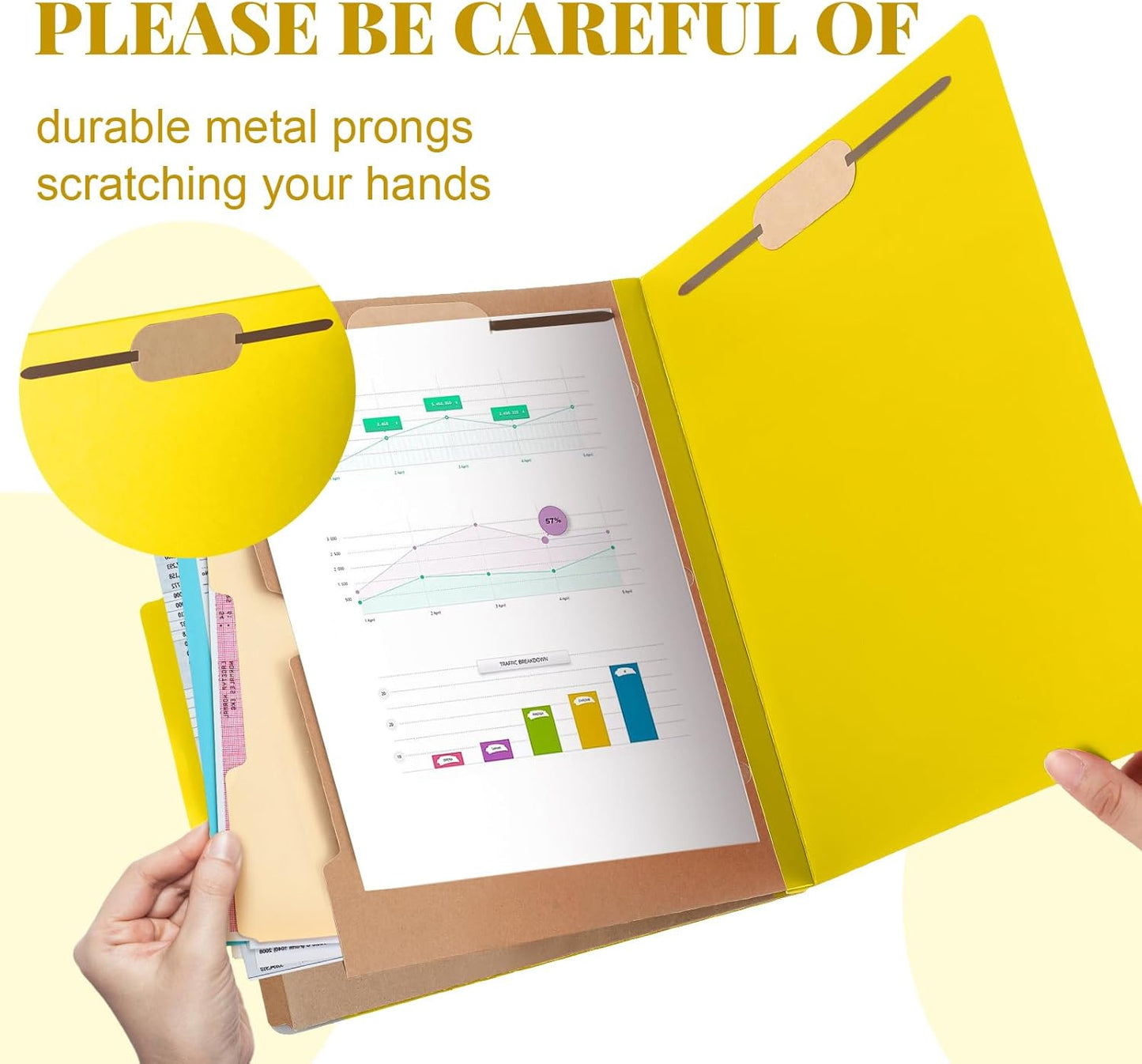 24 Pcs Classification Folders Letter Size, 2 Pocket Dividers Pressboard File Folder with Fasteners, Expanding File Organizer Bulk for Teachers, Clergy, Office, Church, Christmas (Yellow)