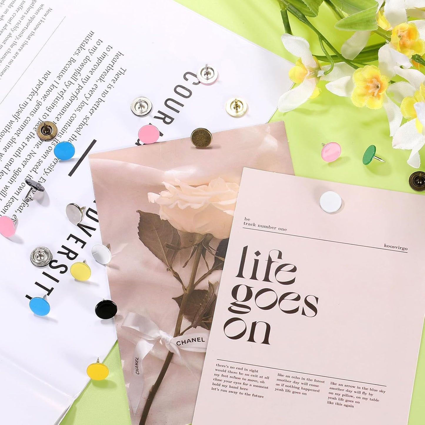 uxcell 120Pcs Push Pins, 11mmx10mm Round Flat Head Decorative Thumb Tacks Upholstery Tacks for Cork Board Office Wall Hangings, Blue