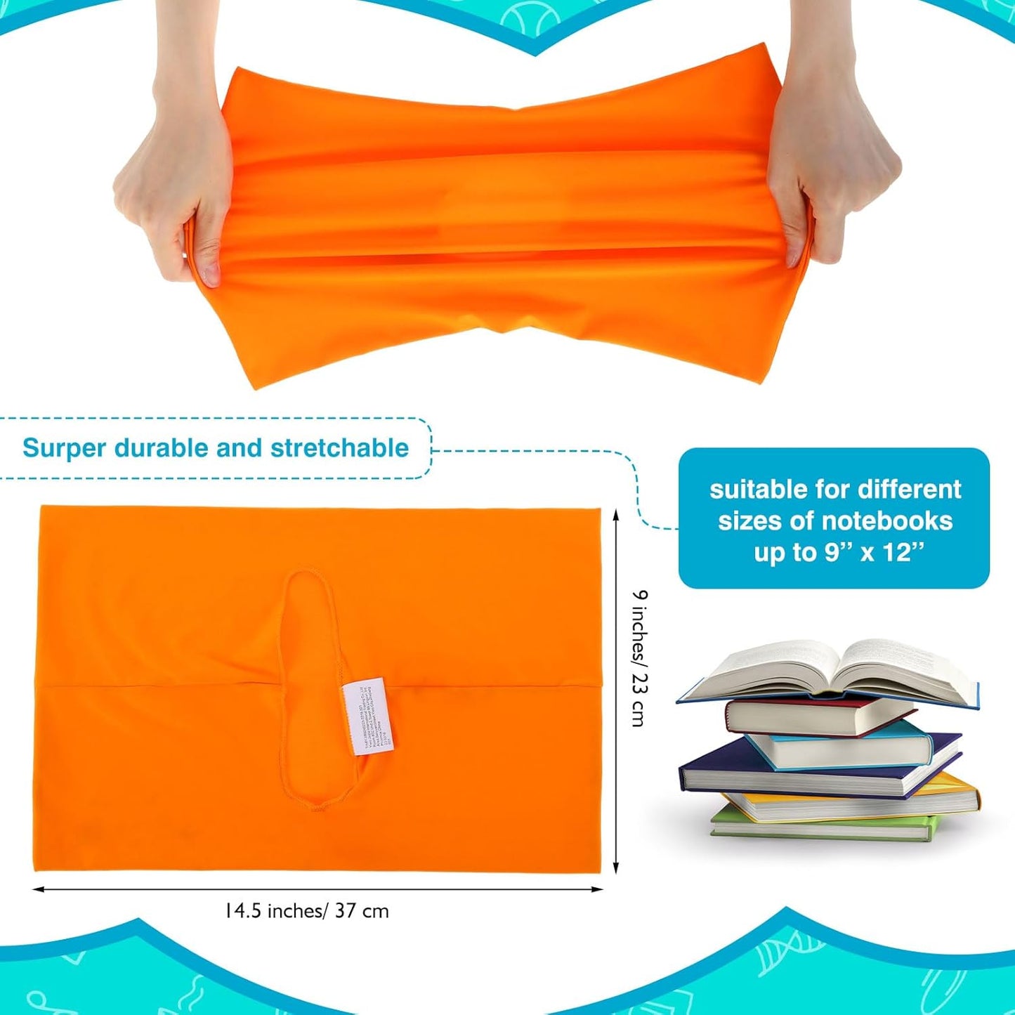 Sherr 28 Pack Stretchable Jumbo Book Sleeve Covers 14.5 x 9 Inch Stretchable Book Covers Fabric Book Cover Protector Reusable Book Cloth for Classroom Most Hardcover Book About 9 x 12 Inch