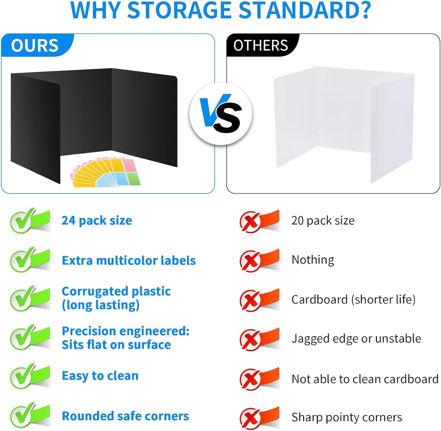 Privacy Shields for Student Desks, Inspirational Privacy folders for Student Testing Desk Dividers- Includes Extra Labels, Black (Pack of 24)