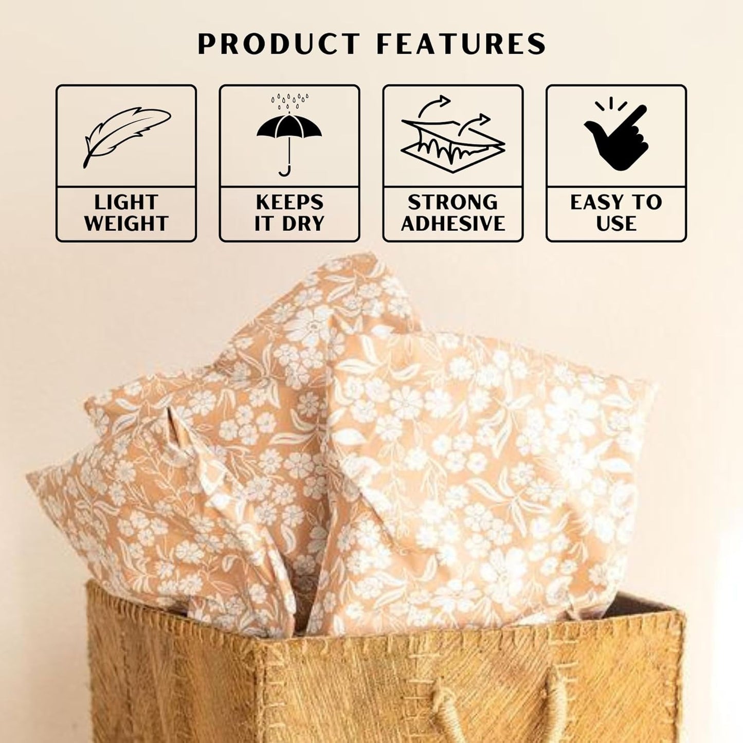 Poly Mailers 10x13 Inch 500 Pack Medium Shipping Bags Strong Thick Mailing Envelopes | Self Sealing Adhesive | Waterproof & Tear Resistant | Small Business Packaging for Clothing - Floral Dusty Pink