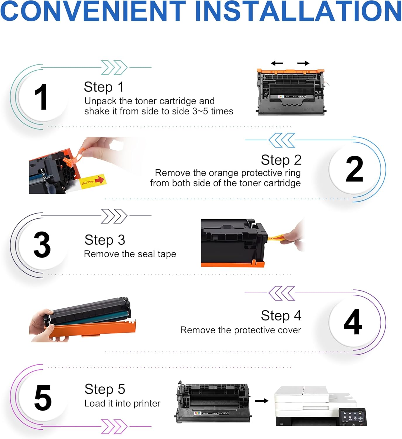 37A Toner Cartridges 2 Pack Black CF237A(with Chip) Compatible for 37A Toner Cartridges Work for Enterprise M607n M608dn M609 M608n M607dn MFP M632 M631 Printer (2 Pack, Black)