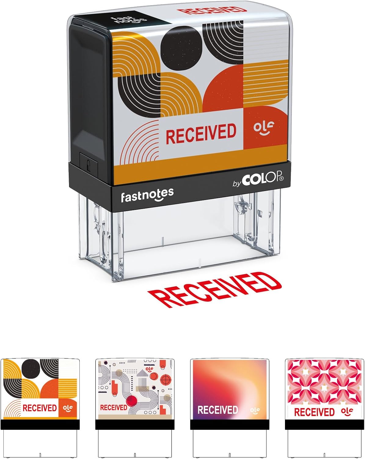 Fastnotes Received Self-Inking Rubber Stamp by COLOP - Great for Office Documents, Notary, Warehouse, Accounting Paperwork, Business, and Legal Documentation - Red Ink (Received- Red)