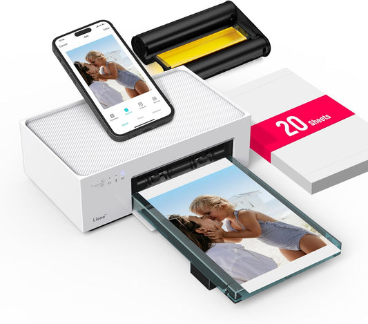 Liene 4x6'' Photo Printer, Wi-Fi Picture Printer, 20 Sheets, Full-Color Photo, Instant Phone Printer for iPhone, Android, Smartphone, Thermal dye Sublimation, Portable Photo Printer for Home Use