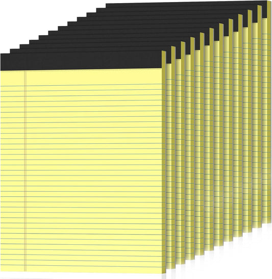 12 Pack Legal Pads 8.5" x 11" College Ruled Yellow Note Pads 8.5 x 11 Inch Micro-Perforated Notepad 600 Sheets in Total Lined Writing Paper Notebook for Office, School Supplies & To-Do Lists