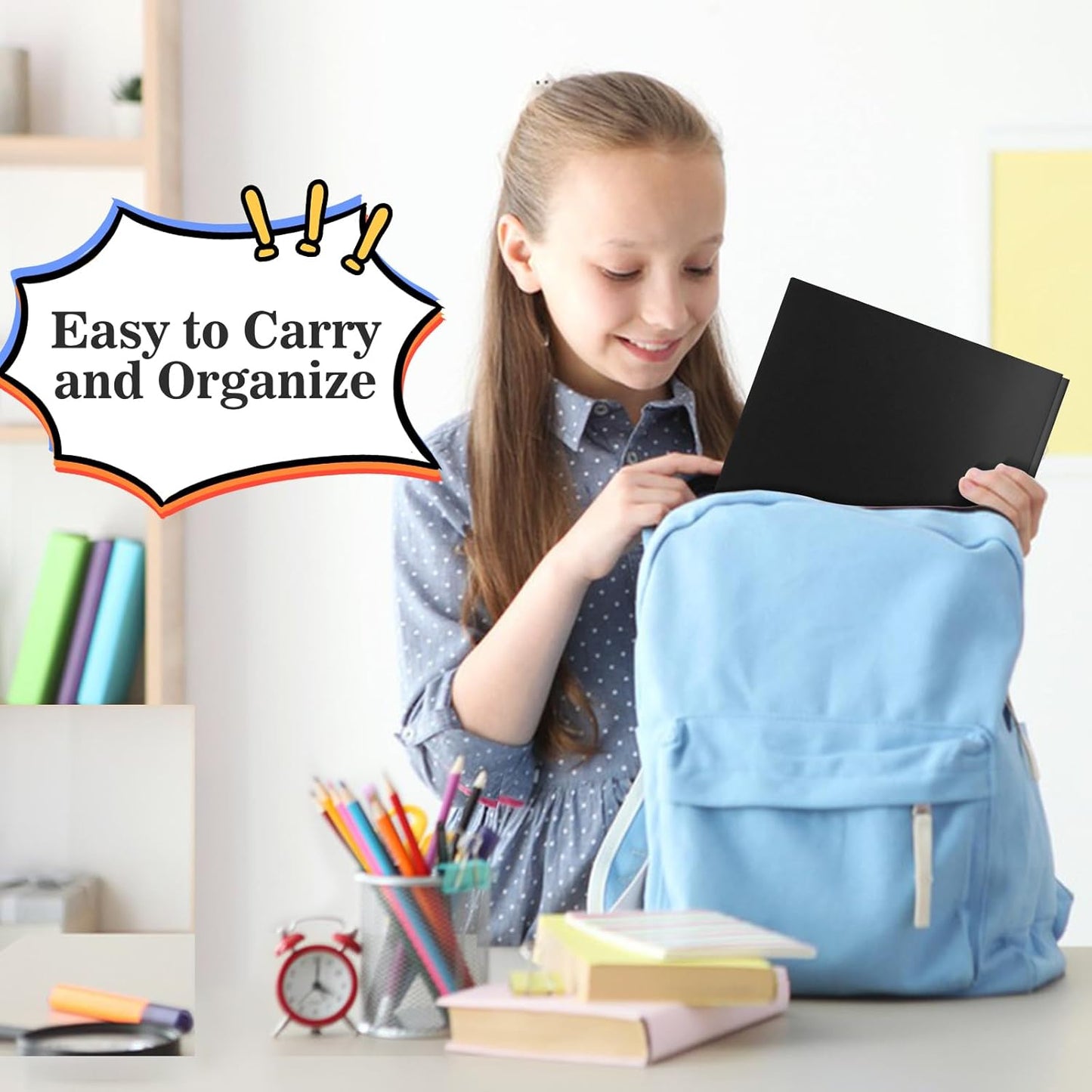 12-Pack Plastic Folders with Pockets and Prongs,2-Pocket Folders with 3 Fasteners, Poly Folders Holds 8-1/2" x 11" Paper for School/Office/Home, Black