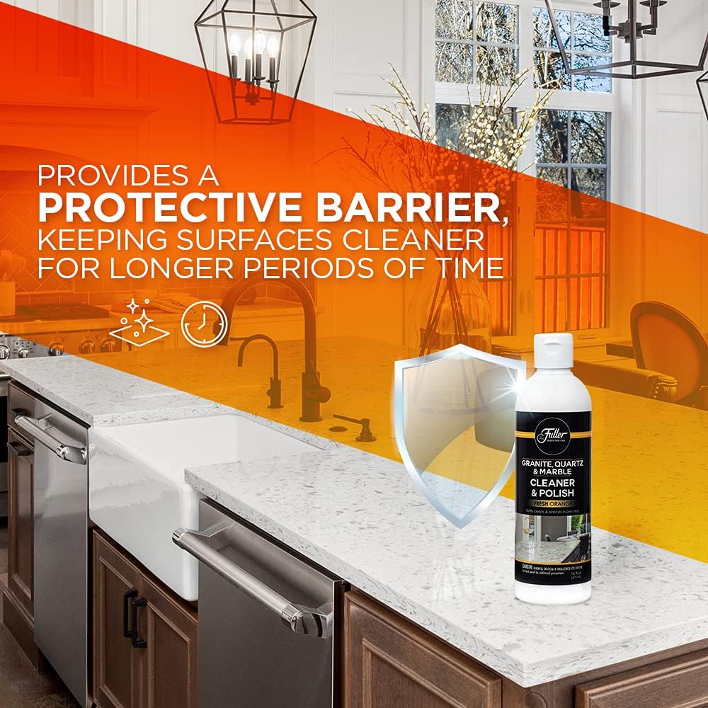 Fuller Brush Countertop Cleaner & Polish - Multi Surface Cleaner - Cleans, Polishes and Protects Granite Quartz Marble Glass Laminates Metal and Other Surfaces Refreshing Orange Scent Removes Odor