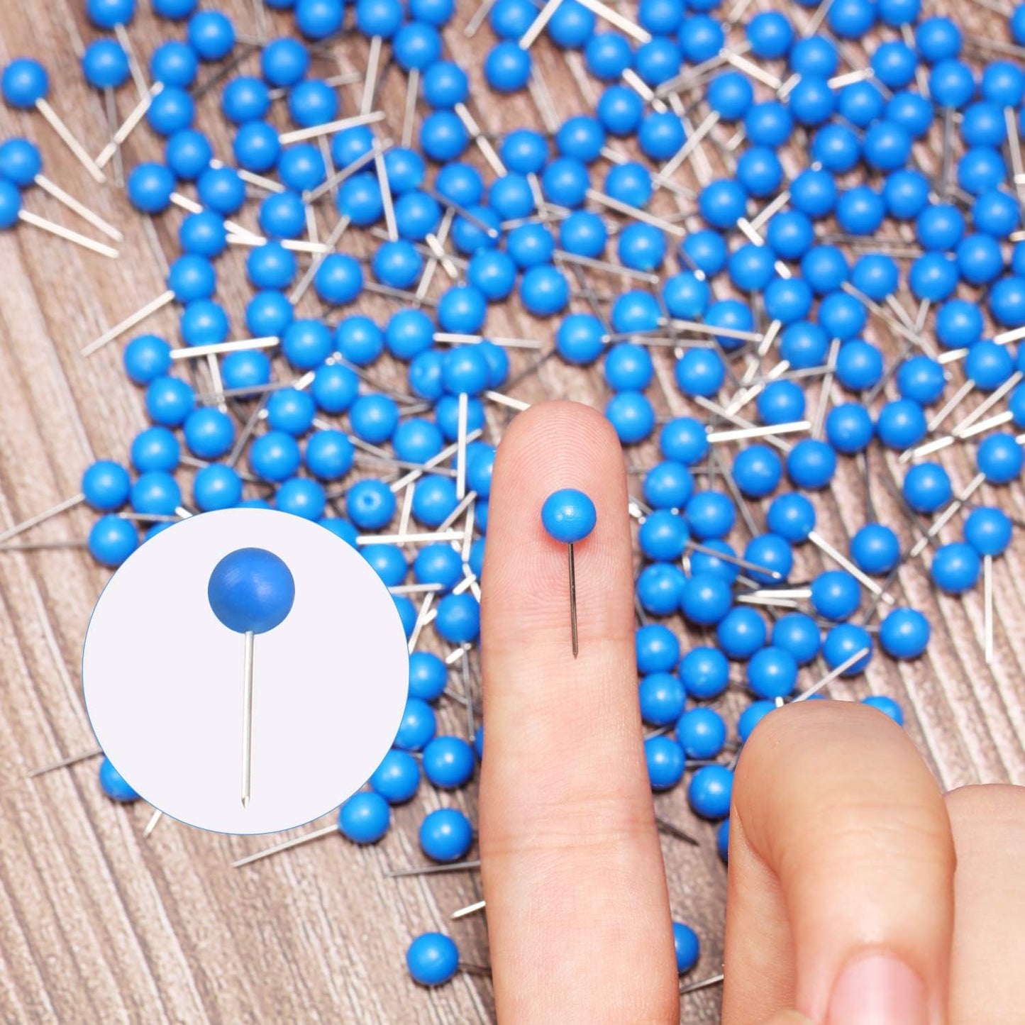 Map Tacks Push Pins Small Size 300 Packs (Blue, 1/5 Inch)