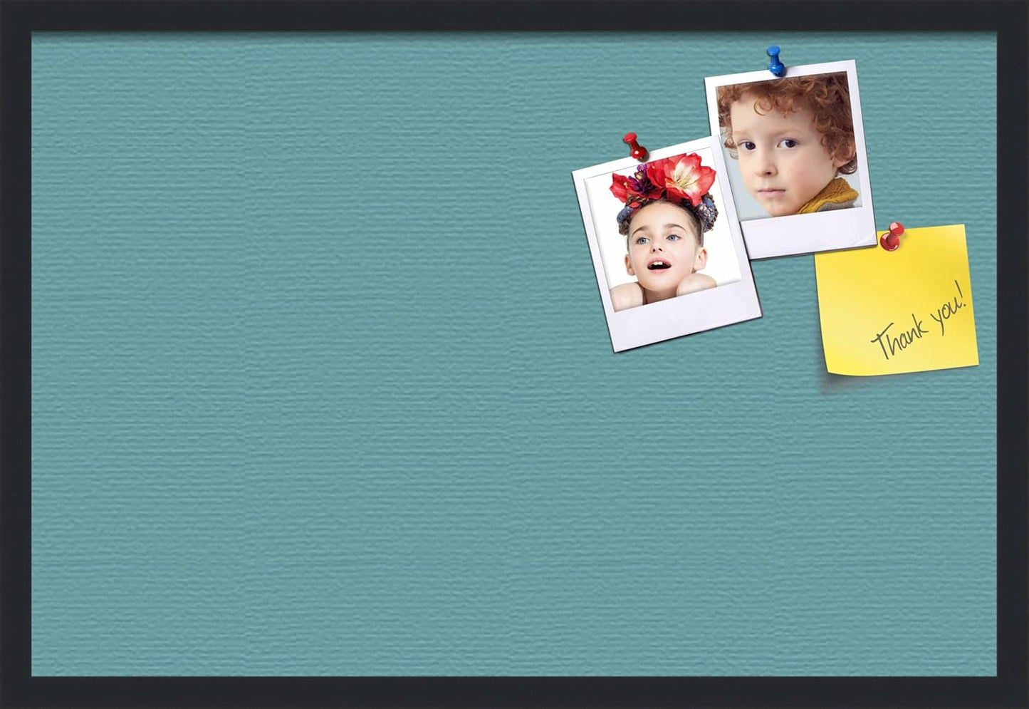 PinPix 30x20 Inch Cork Bulletin Board. This Decorative Framed Pin Board Comes with Aqua Pastel Design and a Satin Black Frame. Ideal for Home Office Decor or Message Board (PinPix-1806)