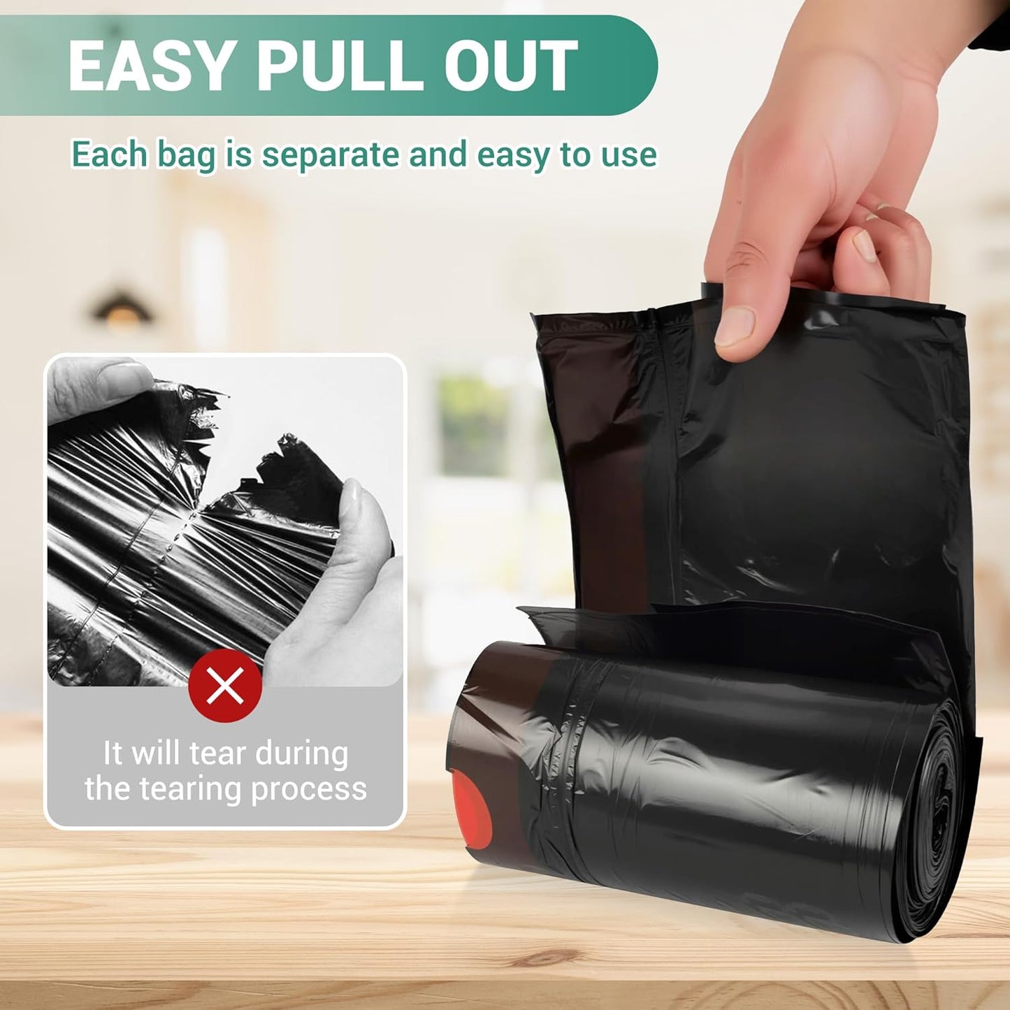 SWIHELP Drawstring Trash Bags 280 Counts 4 Gallon Garbage Bags 15 Liters Plastic Trash Can Liners Waste Basket Bin Liners