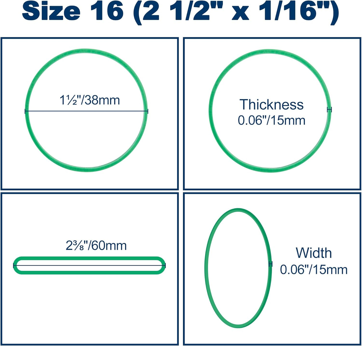 LotFancy Rubber Bands, 600PCS Size 16 (2 1/2" x 1/16") Elastic Durable Colored Rubber Bands for Office Supplies, Tie Dye